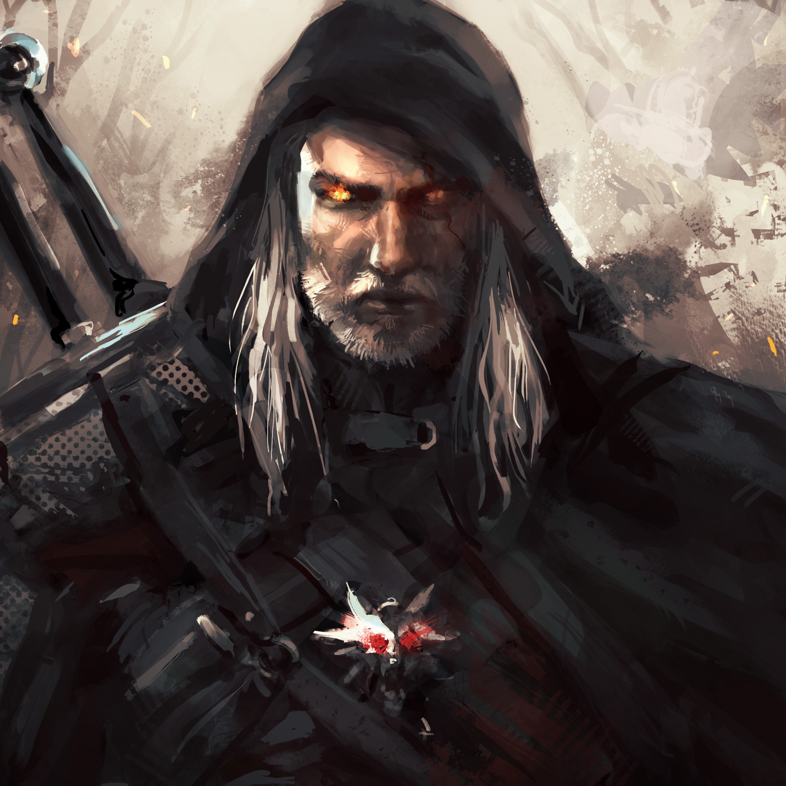 Geralt of Rivia from The Witcher wearing a hood HD Wallpaper