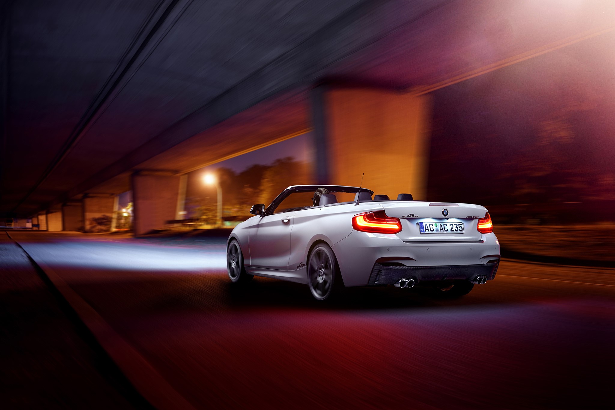 BMW M235i Cabrio AC-Schnitzer driving at night HD Wallpaper