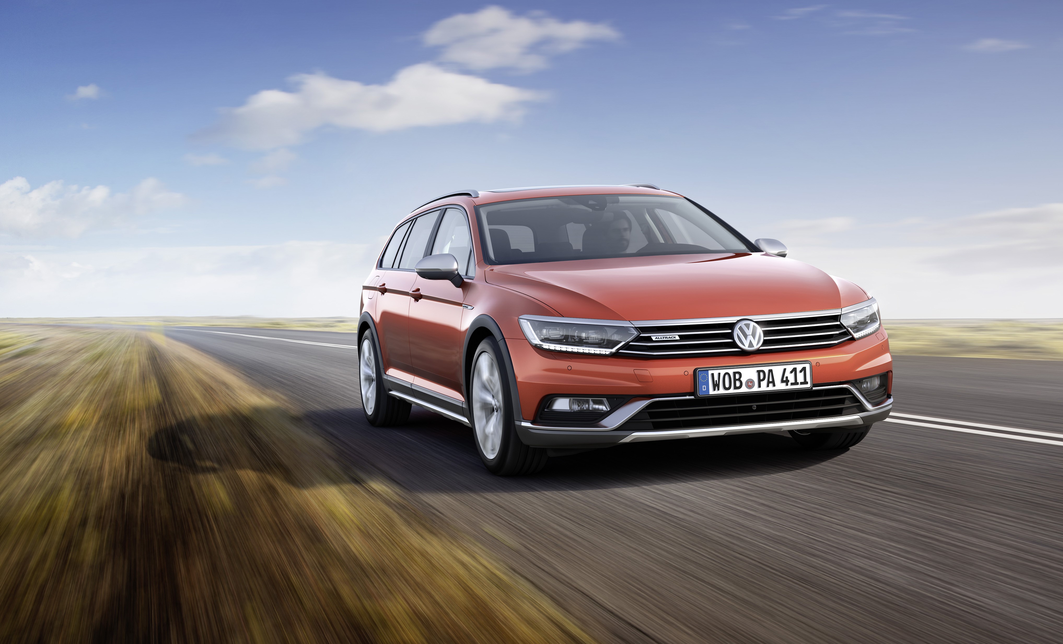 2015 Volkswagen Passat Alltrack B8 on a Road HD Wallpaper
