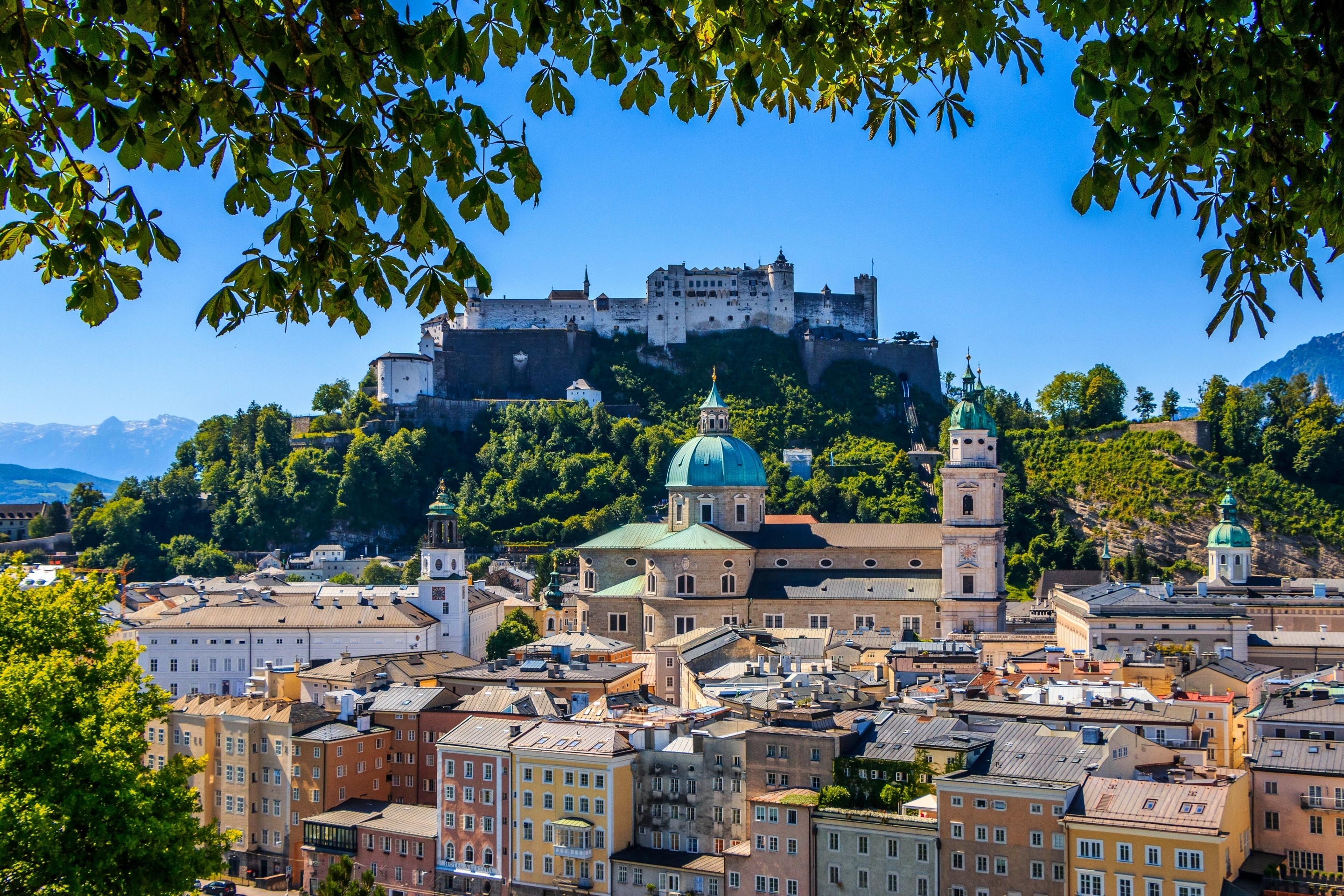 Hohensalzburg Castle and Salzburg Cathedral, Austria HD Wallpaper