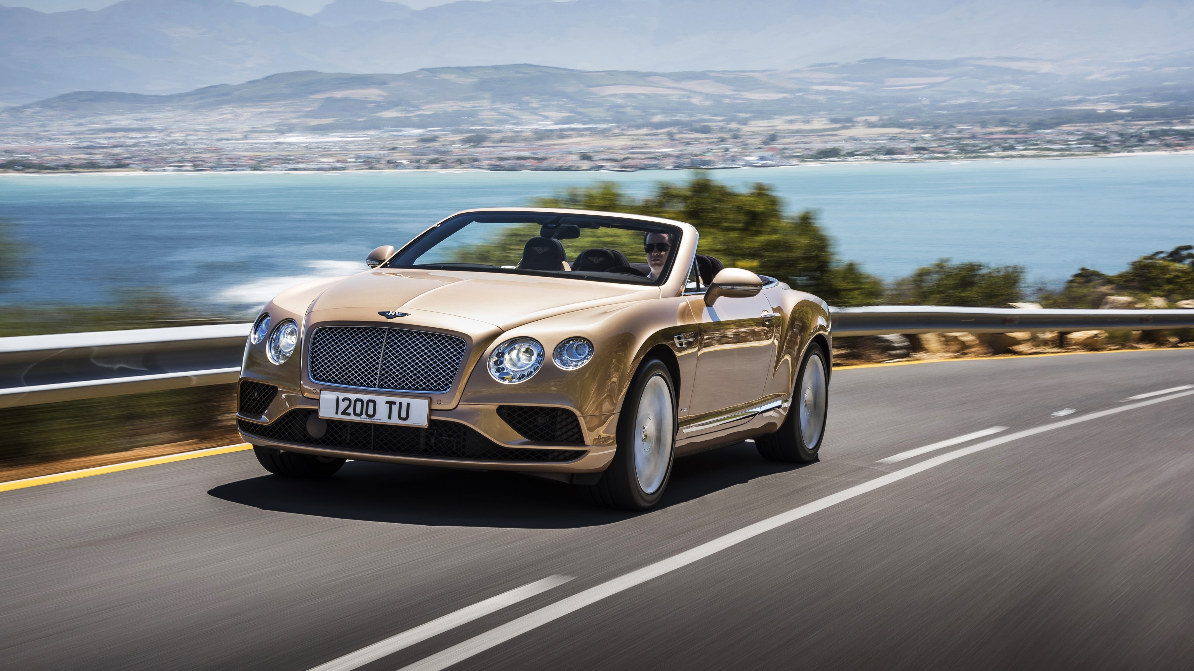 Bentley Continental GTC Cabriolet on a Coastal Road HD Wallpaper
