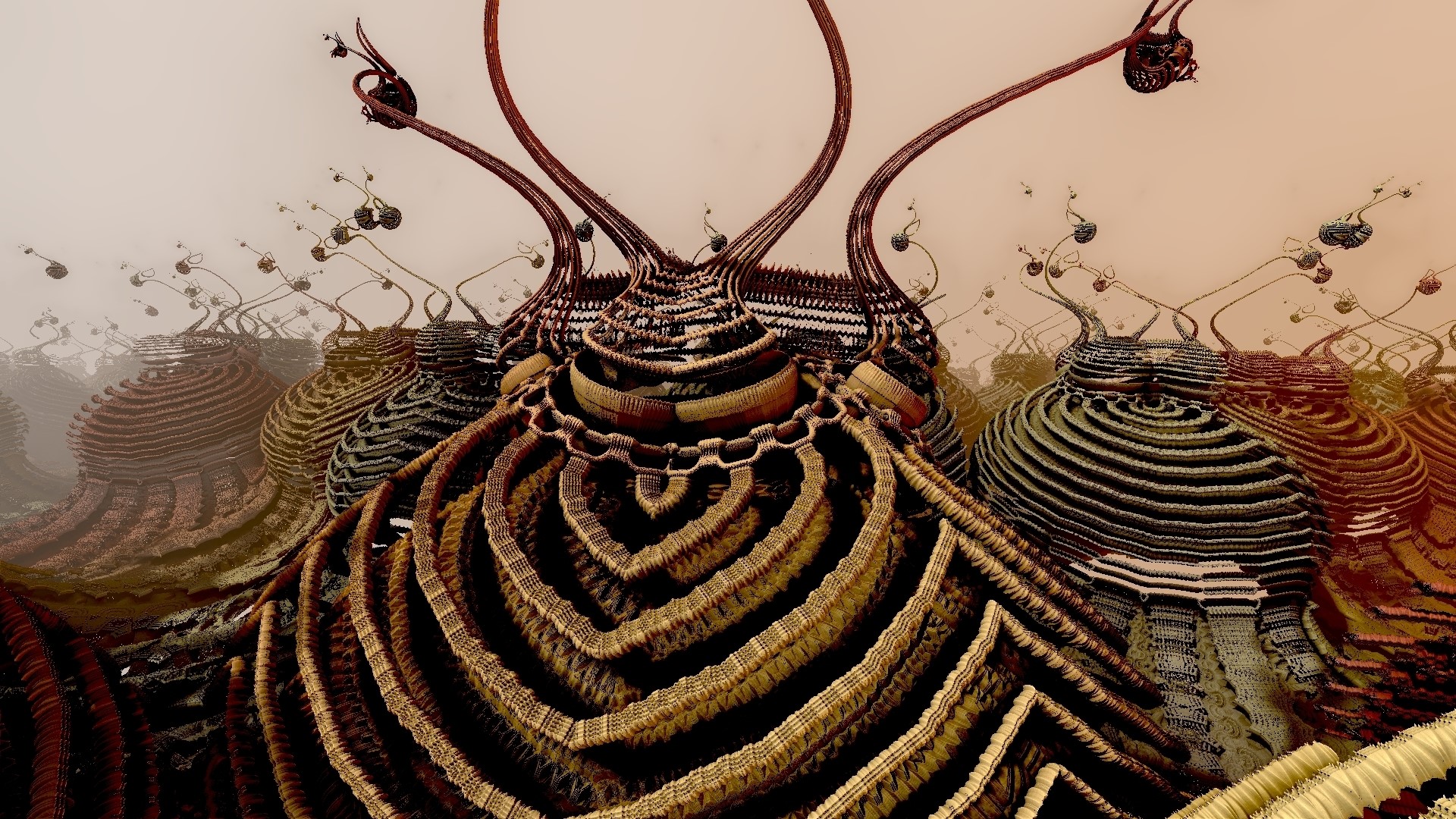 Abstract fractal landscape with organic structures HD Wallpaper