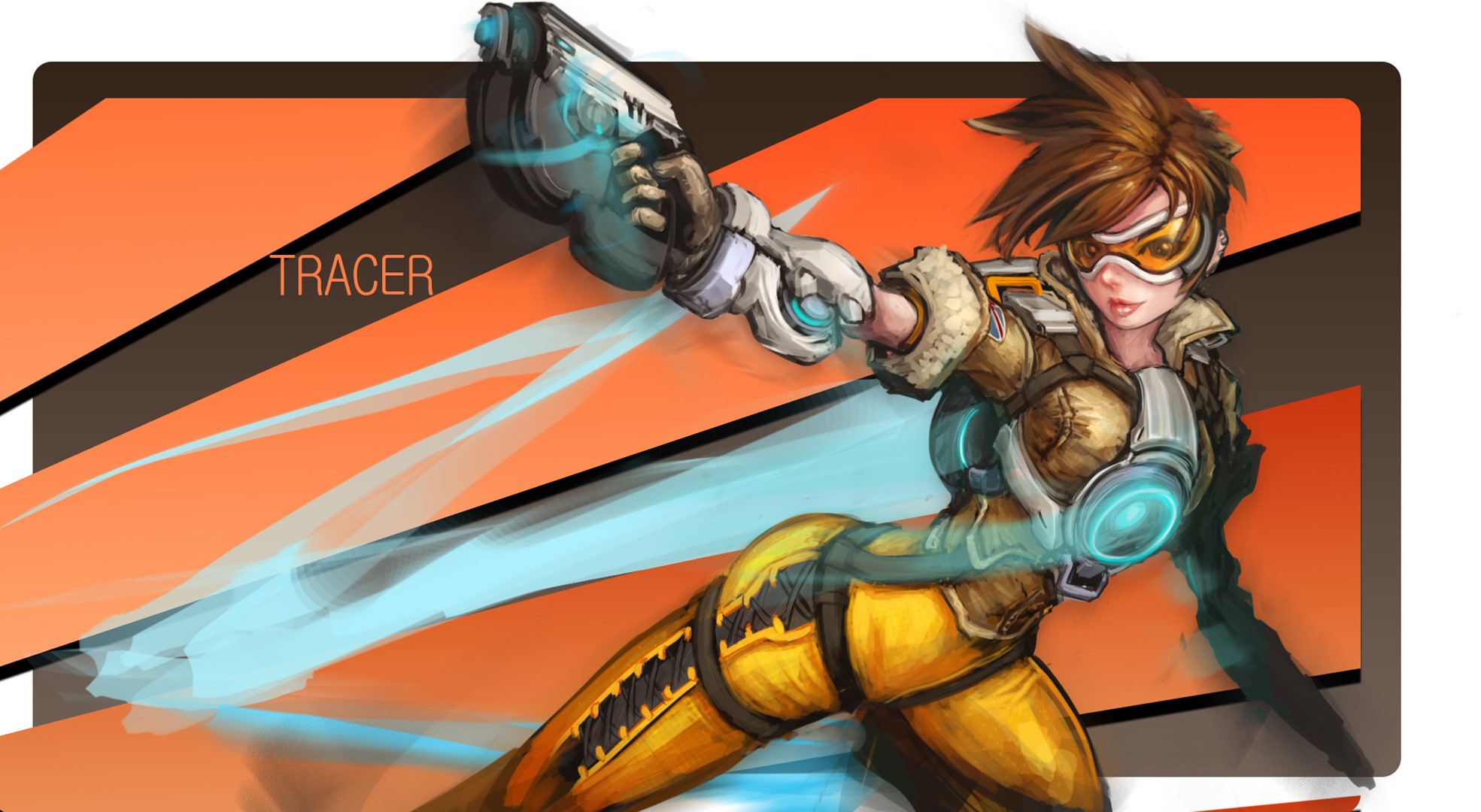 Tracer from Overwatch with pistols HD Wallpaper