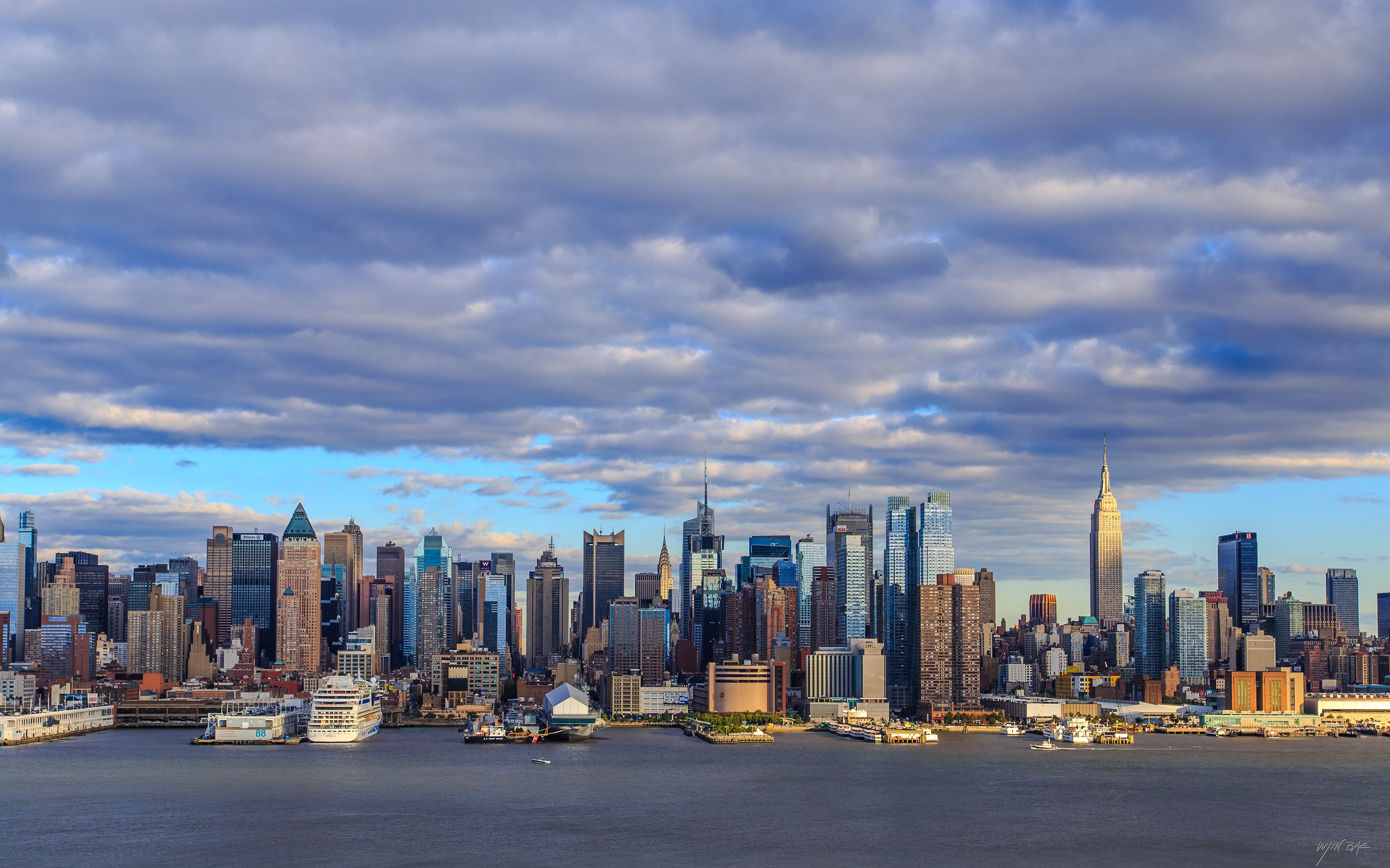 New York City Skyline with Empire State Building and Clouds HD Wallpaper