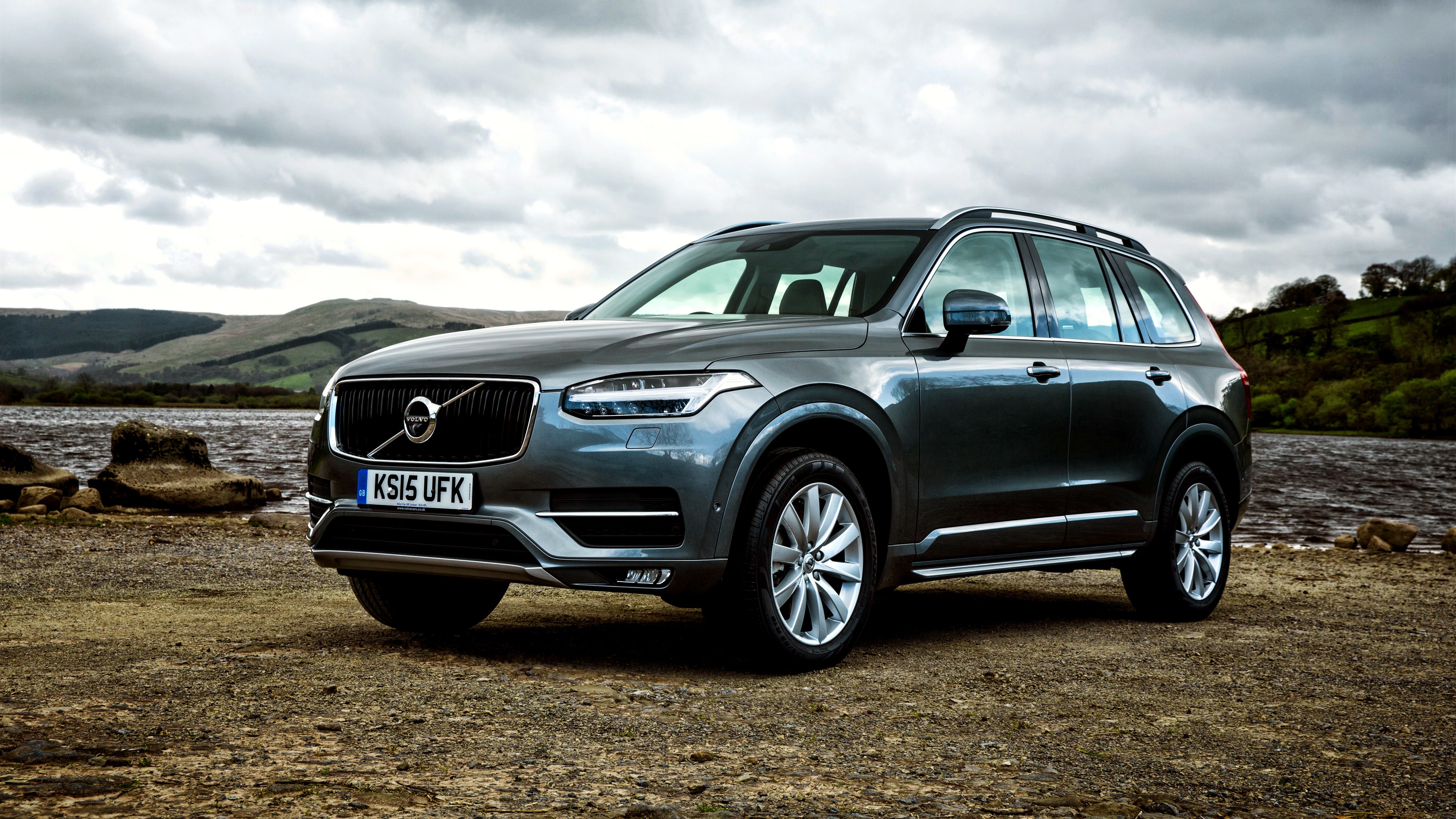 2015 Volvo XC90 parked by a lake HD Wallpaper