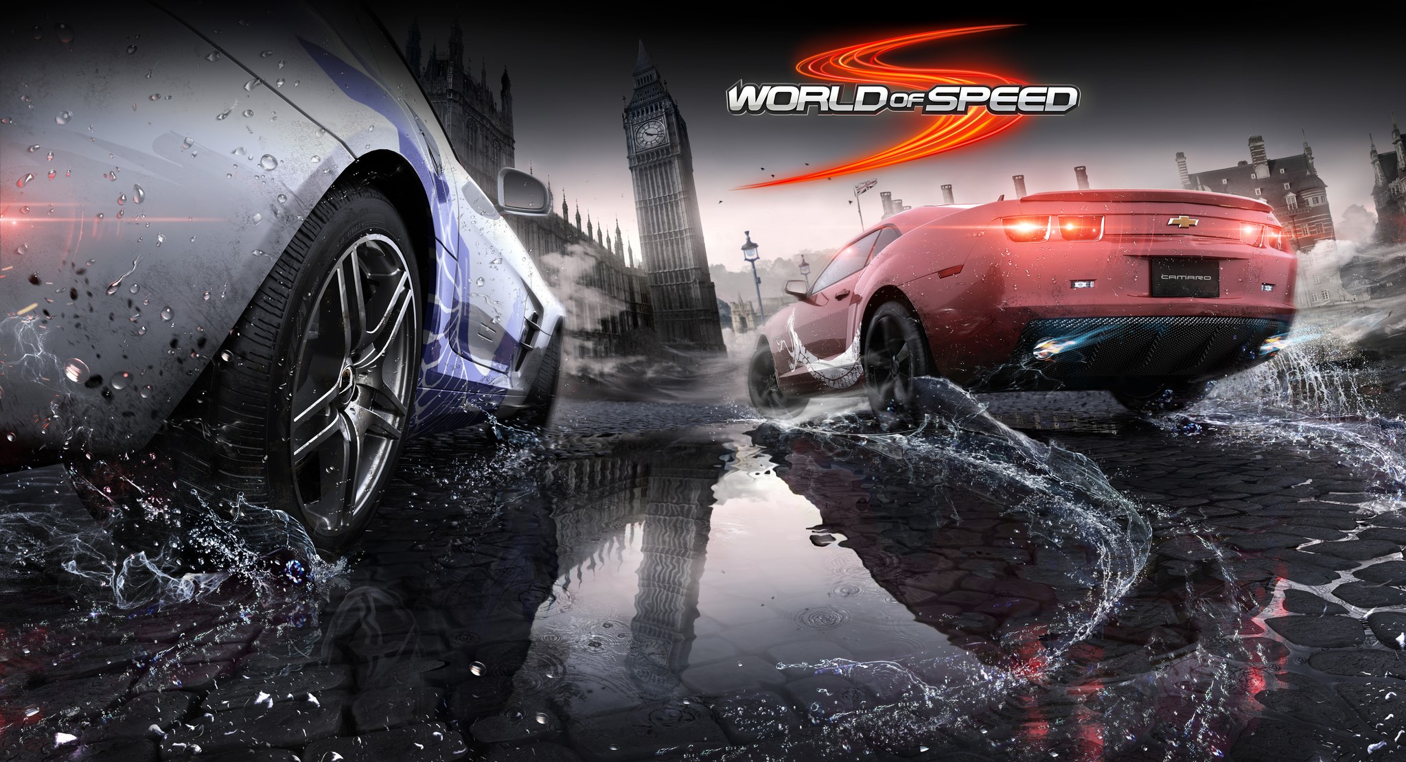 World of Speed cars splashing through London HD Wallpaper