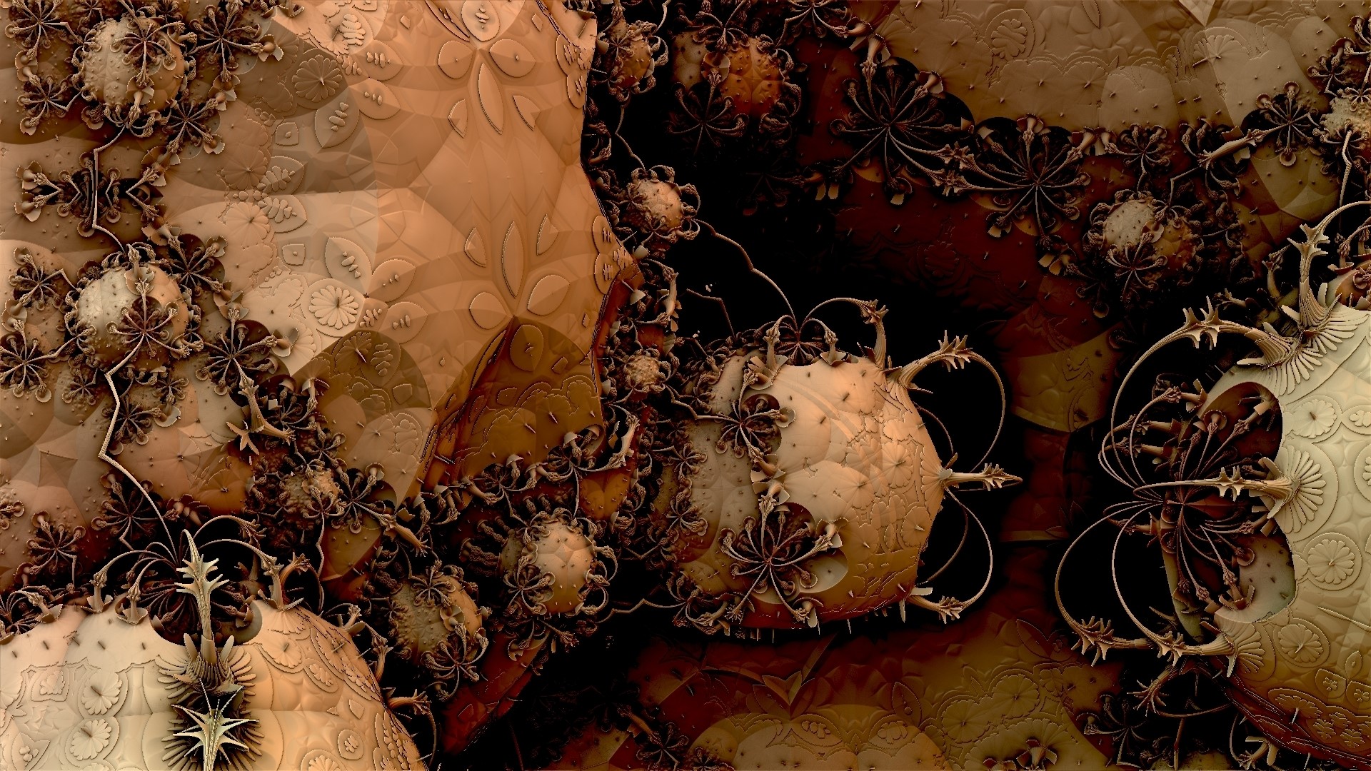 Abstract fractal art with organic and geometric shapes HD Wallpaper
