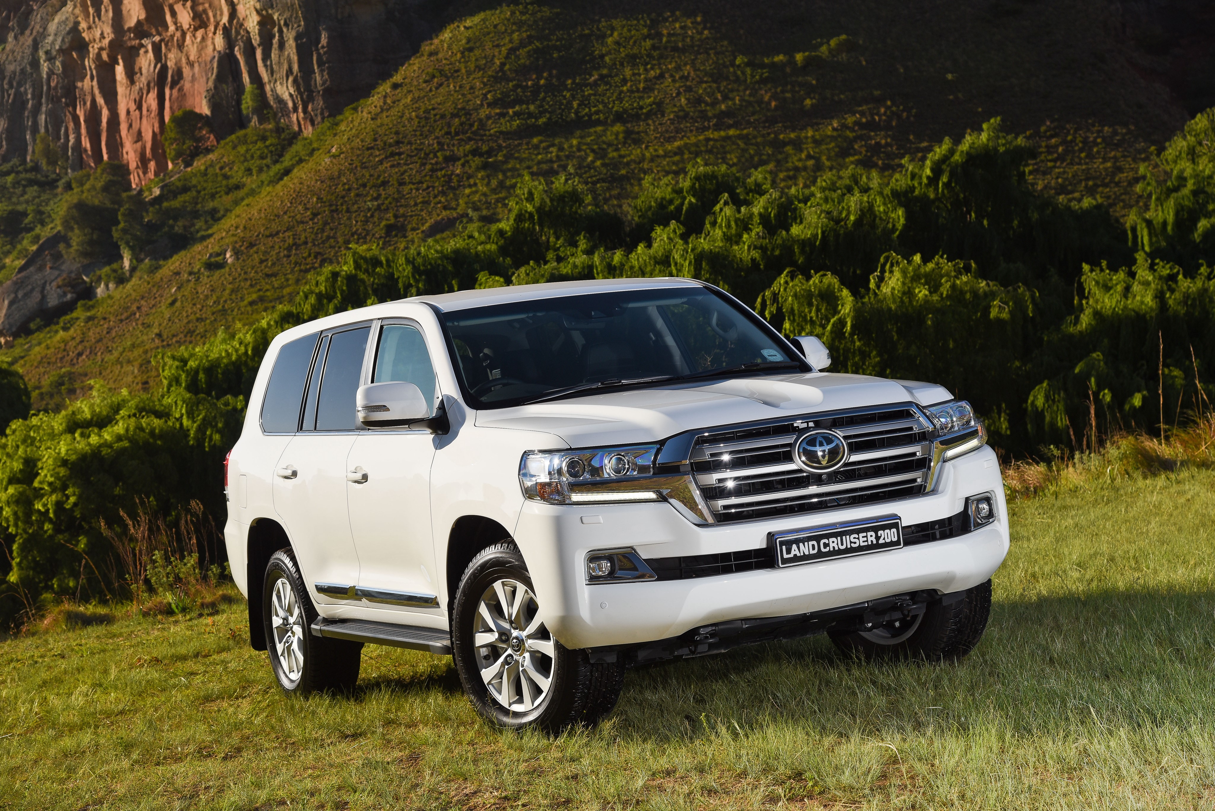 White Toyota Land Cruiser 200 on Grass HD Wallpaper