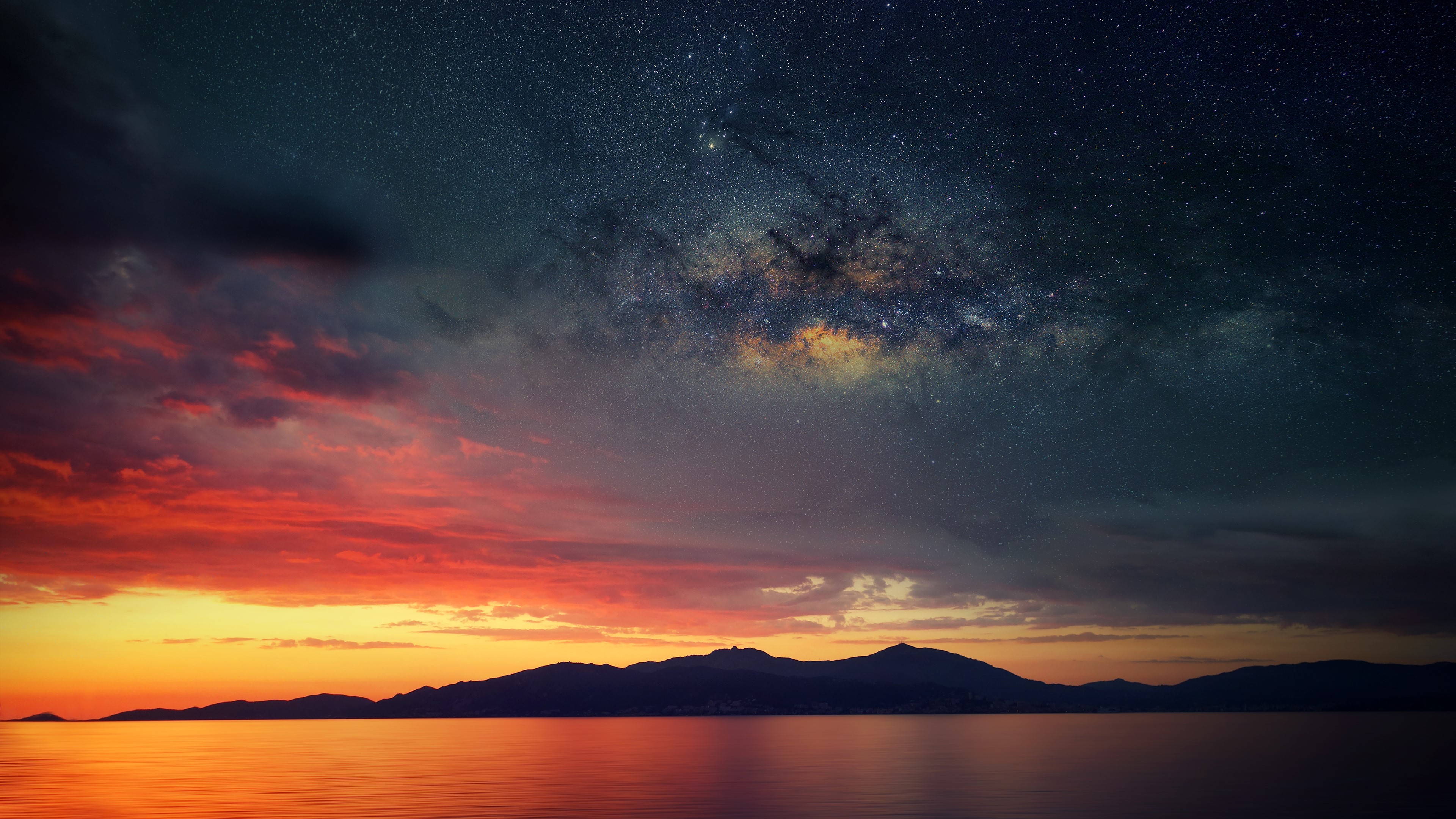 4K Milky Way over Corsica Mountains at Night HD Wallpaper