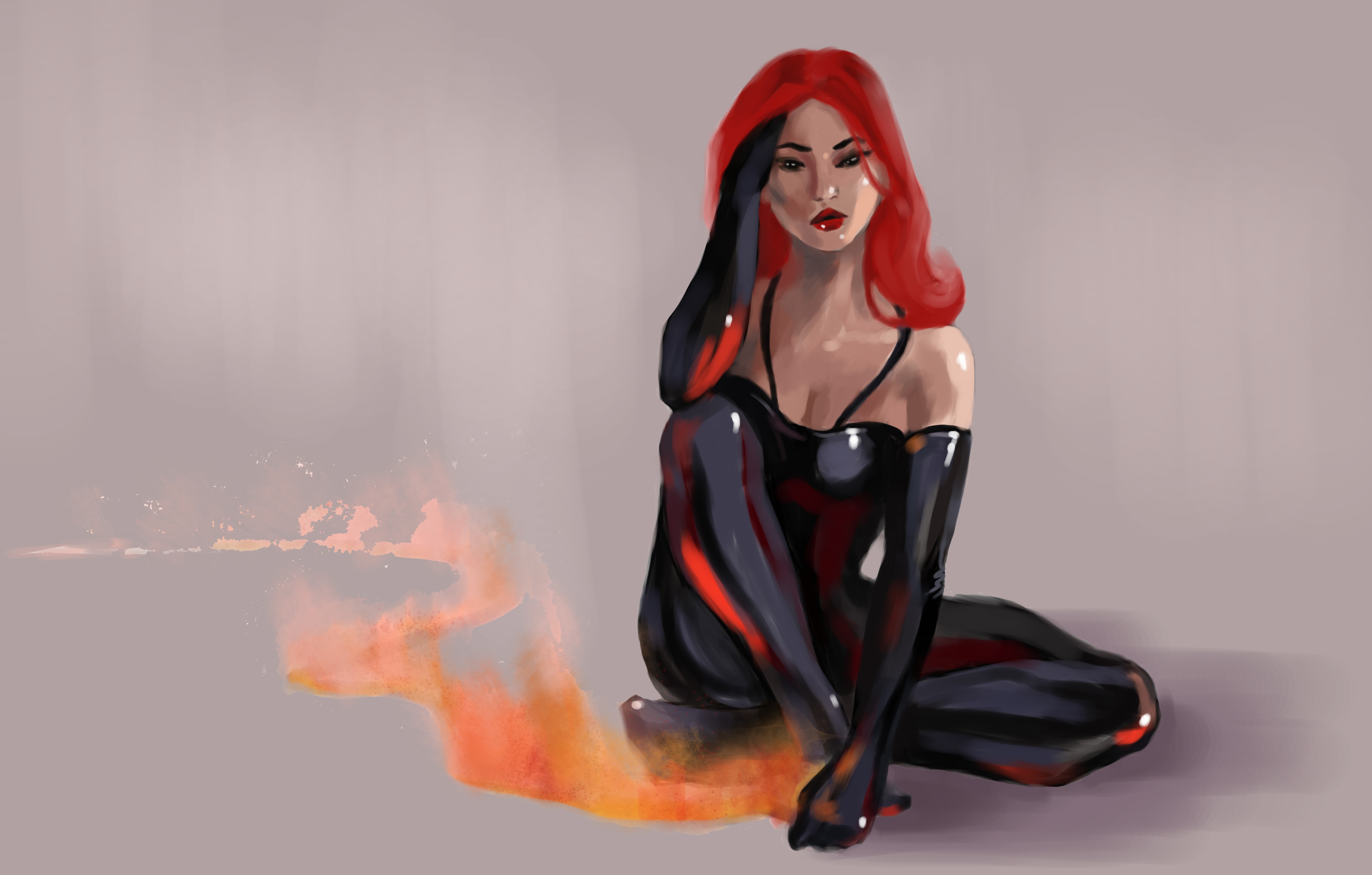 Painting Art of a Redhead Girl HD Wallpaper