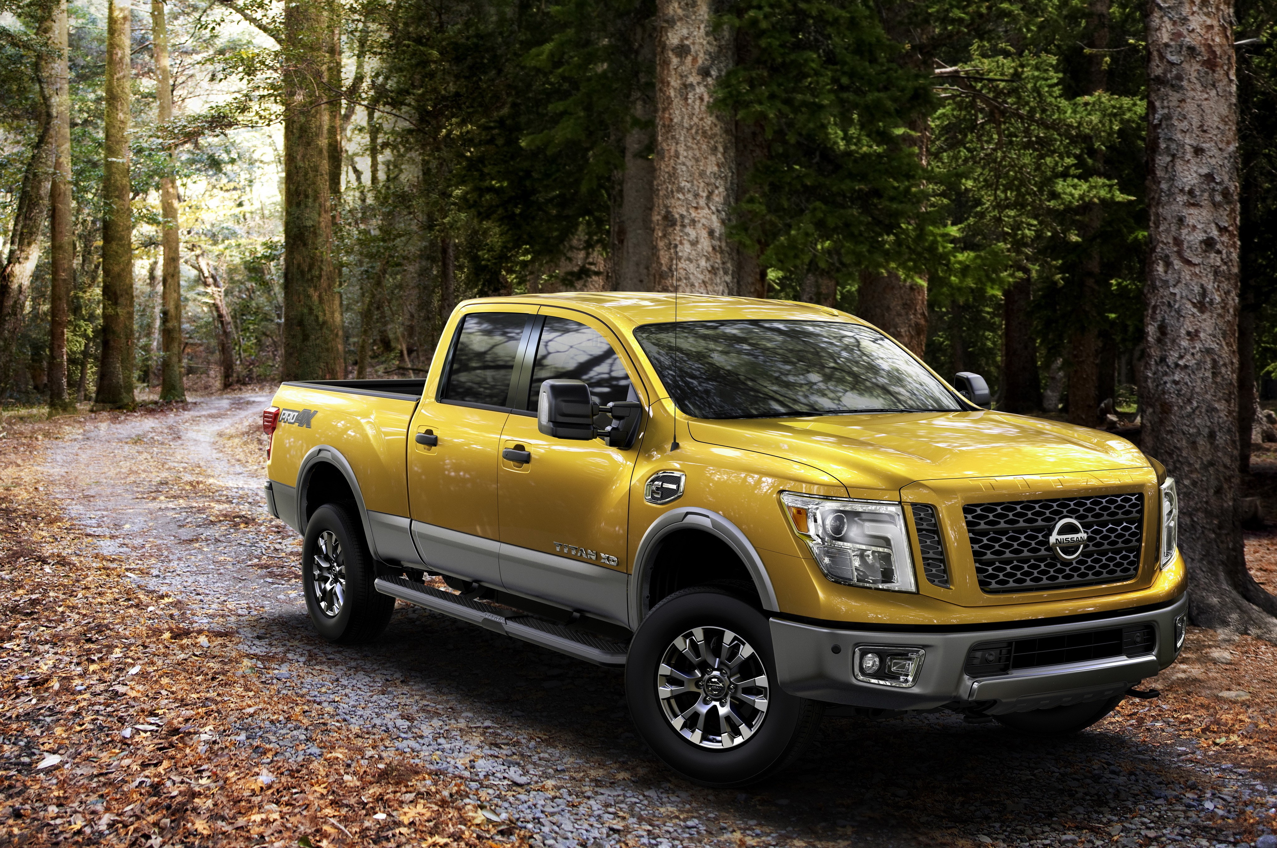 Yellow Nissan Titan XD Crew Cab Truck HD Wallpaper
