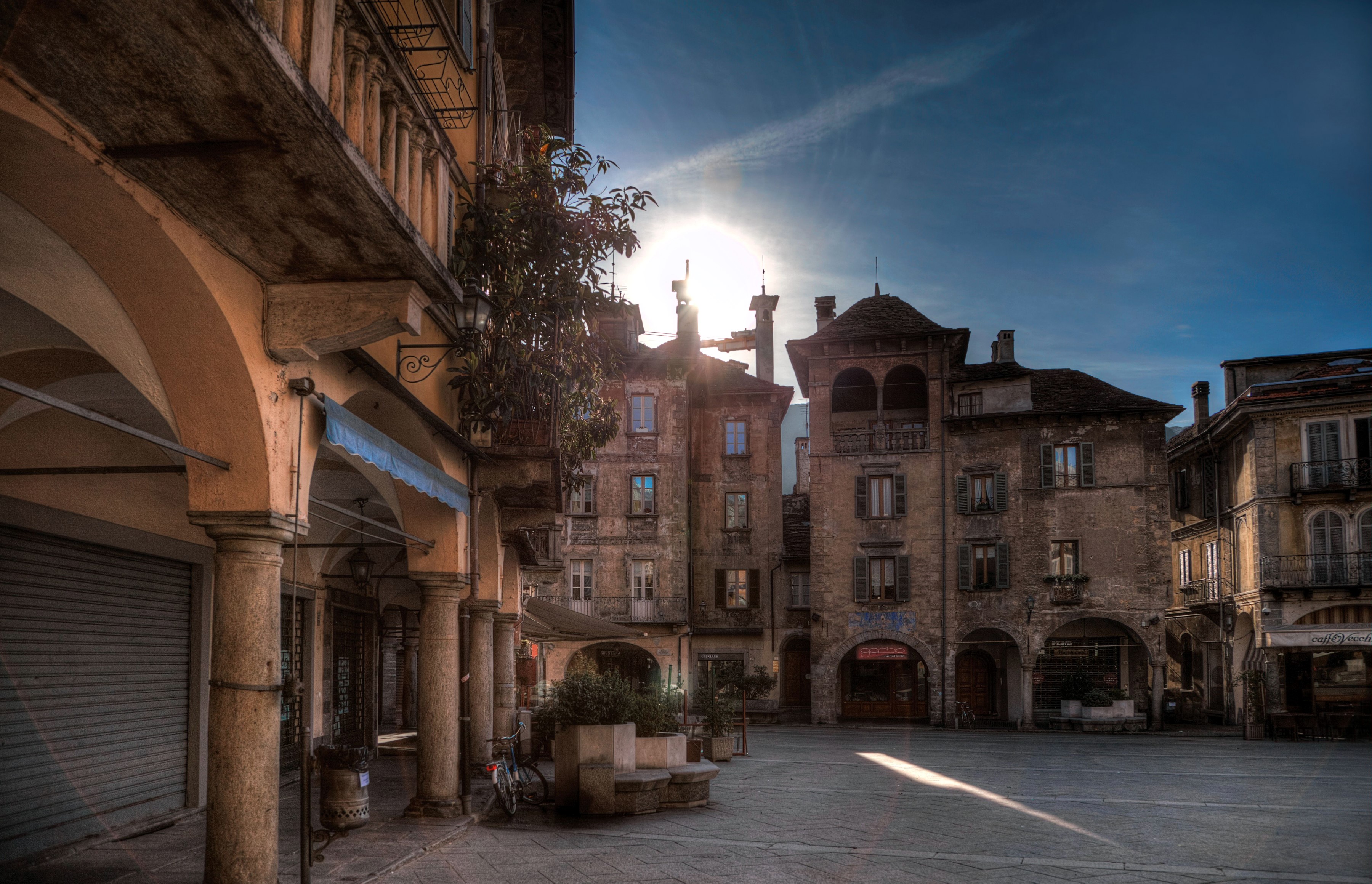 Domodossola, Piedmont, Italy Square with Arches HD Wallpaper