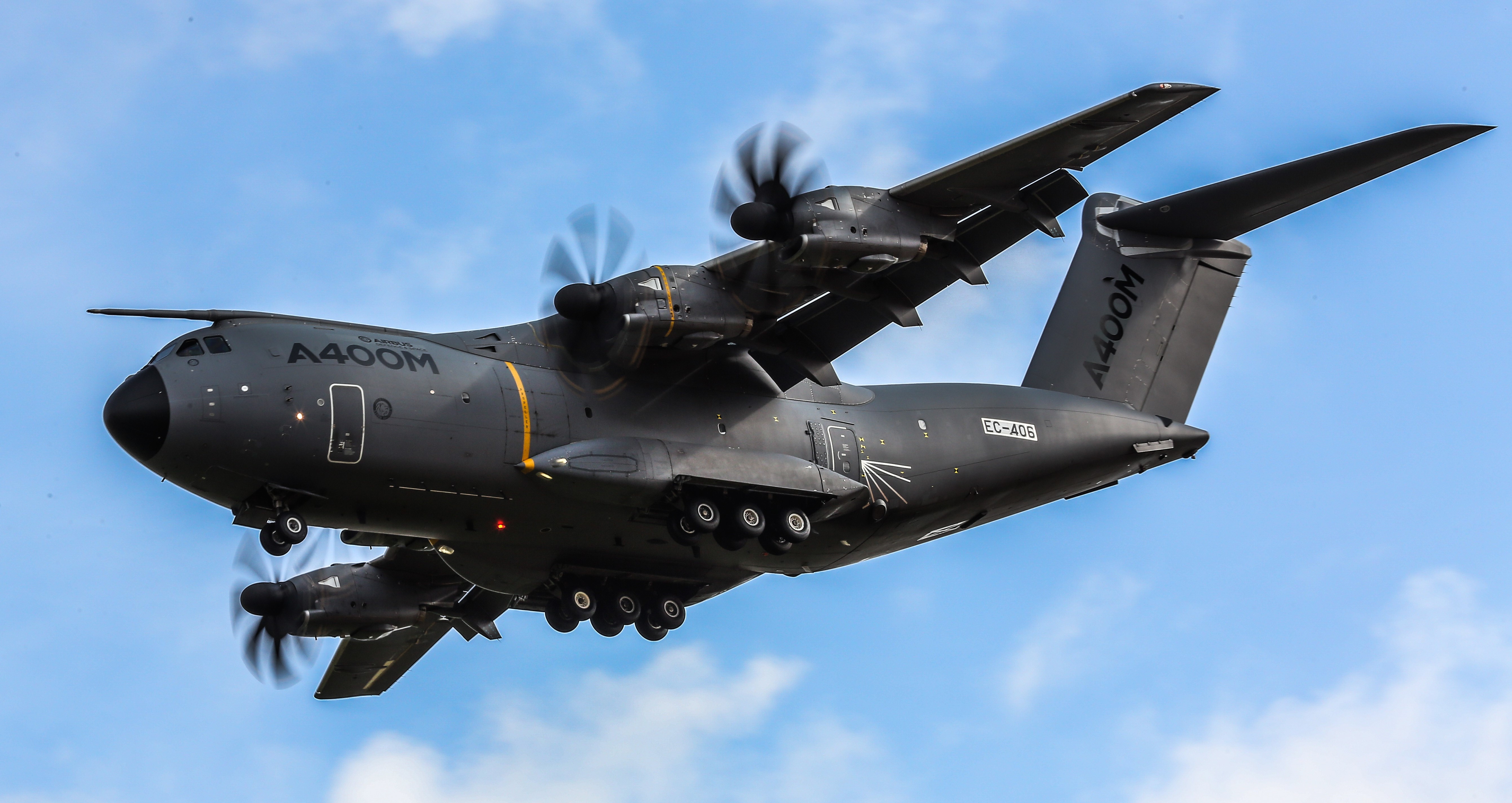 Airbus A400M military transport aircraft in flight HD Wallpaper