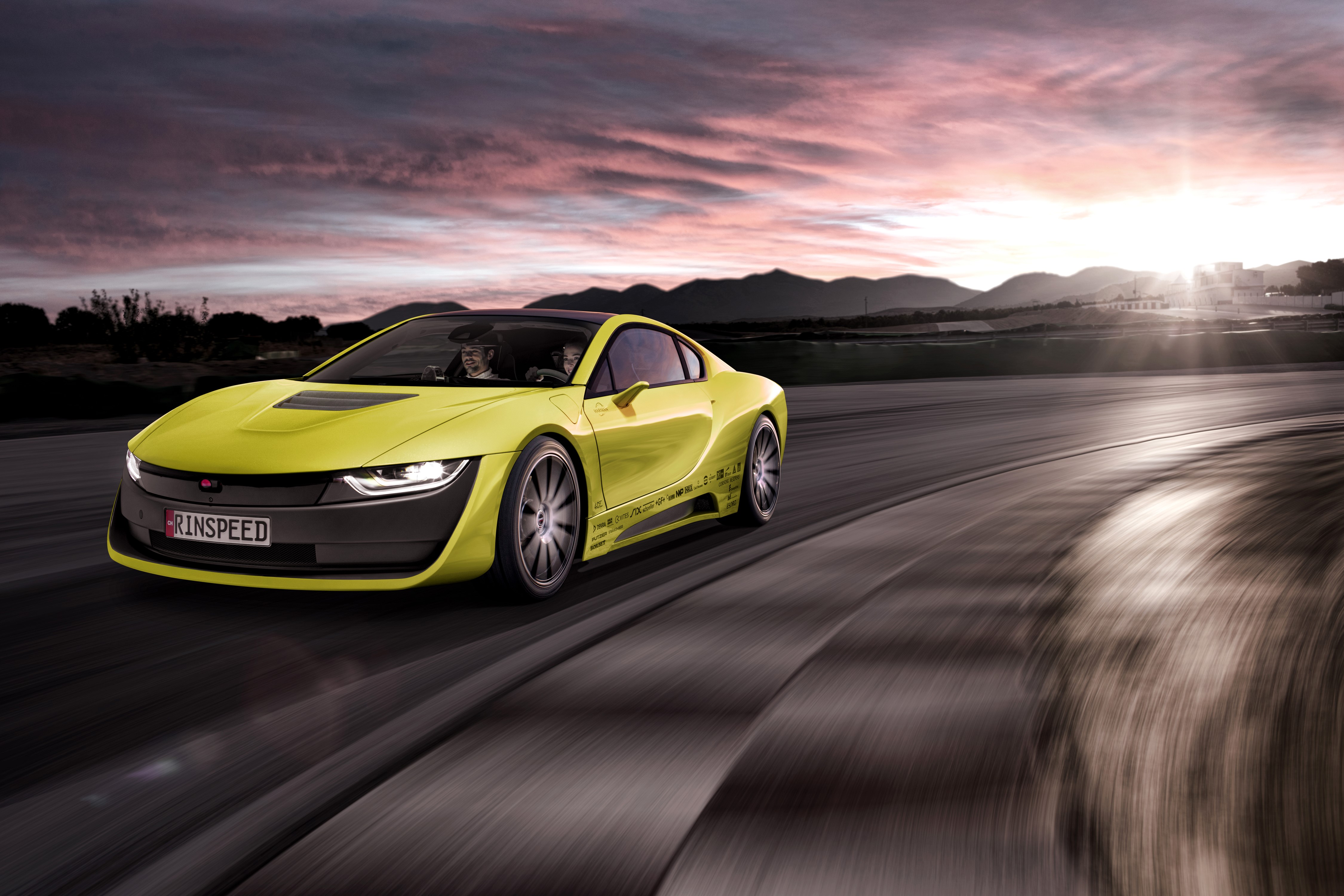 4K 2015 Rinspeed Etos concept (BMW i8) on a track HD Wallpaper