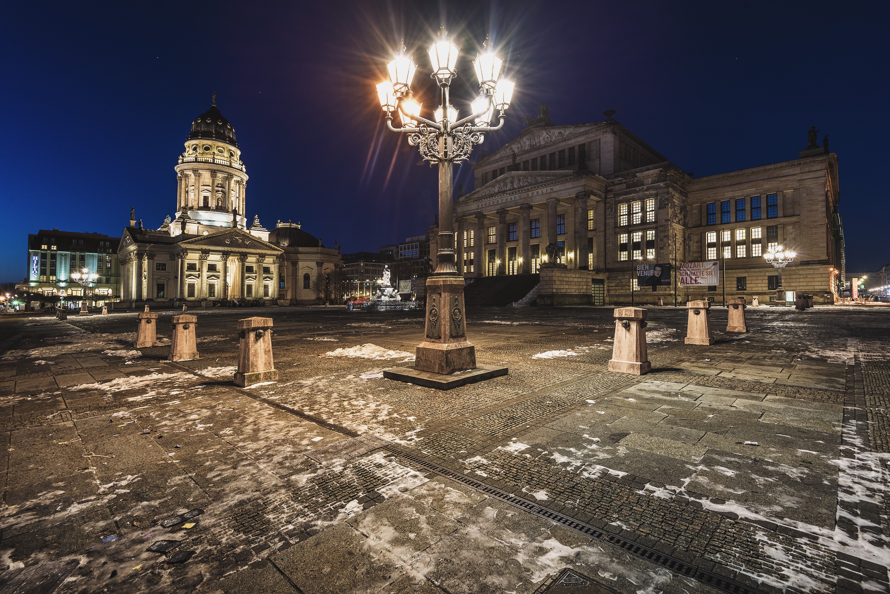 Gendarmenmarkt square at night in Berlin, Germany HD Wallpaper