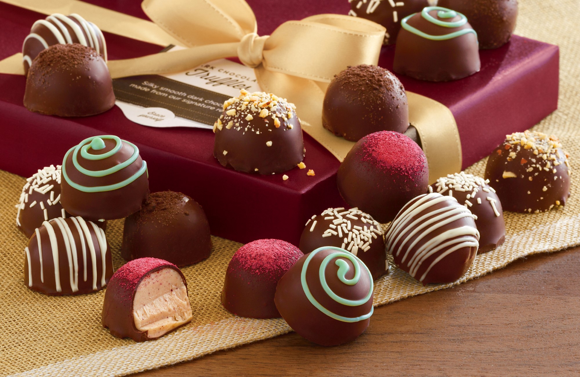 Assortment of Dark Chocolate Truffles HD Wallpaper
