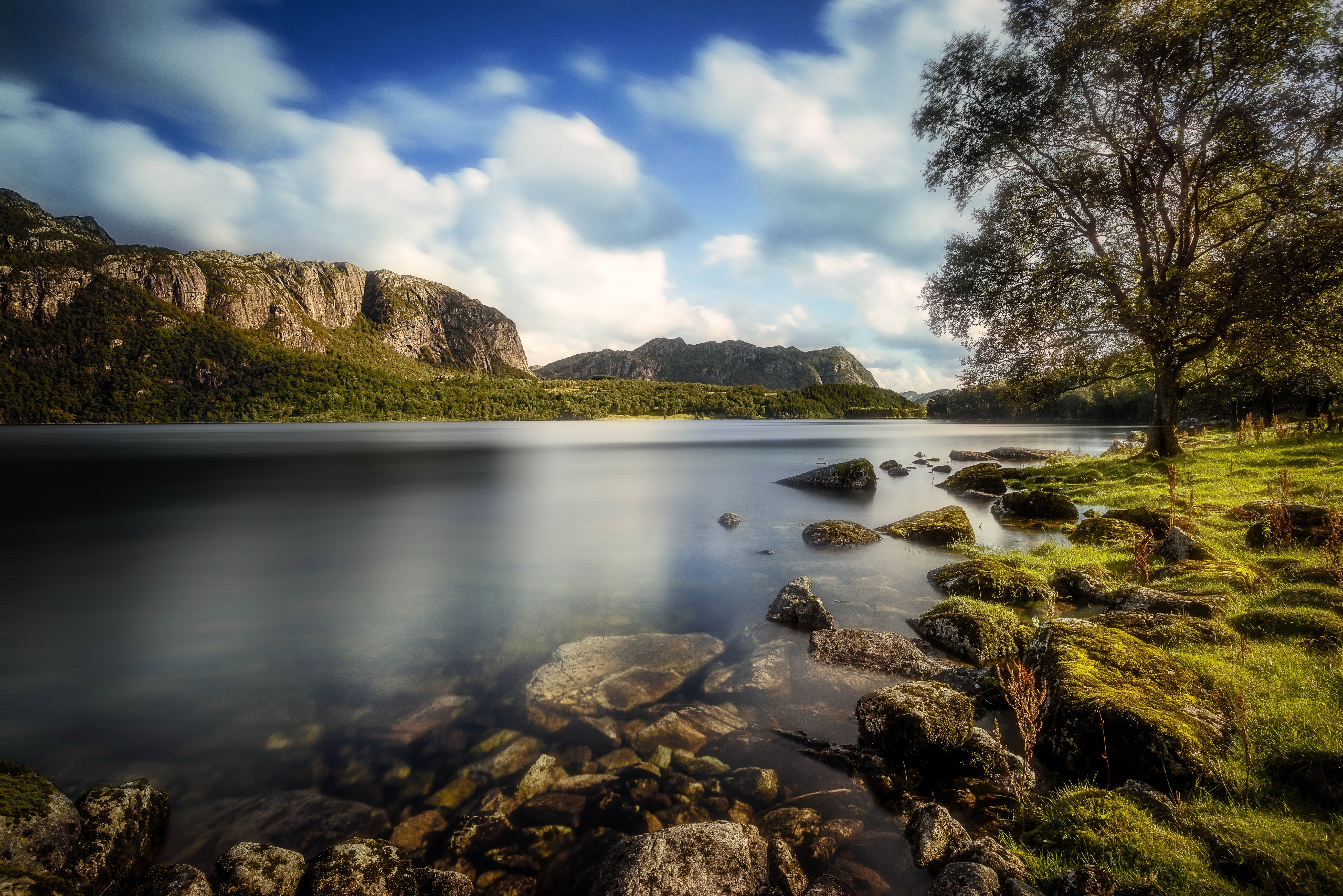 Lake and Mountains in Bjerkreim, Rogaland, Norway HD Wallpaper