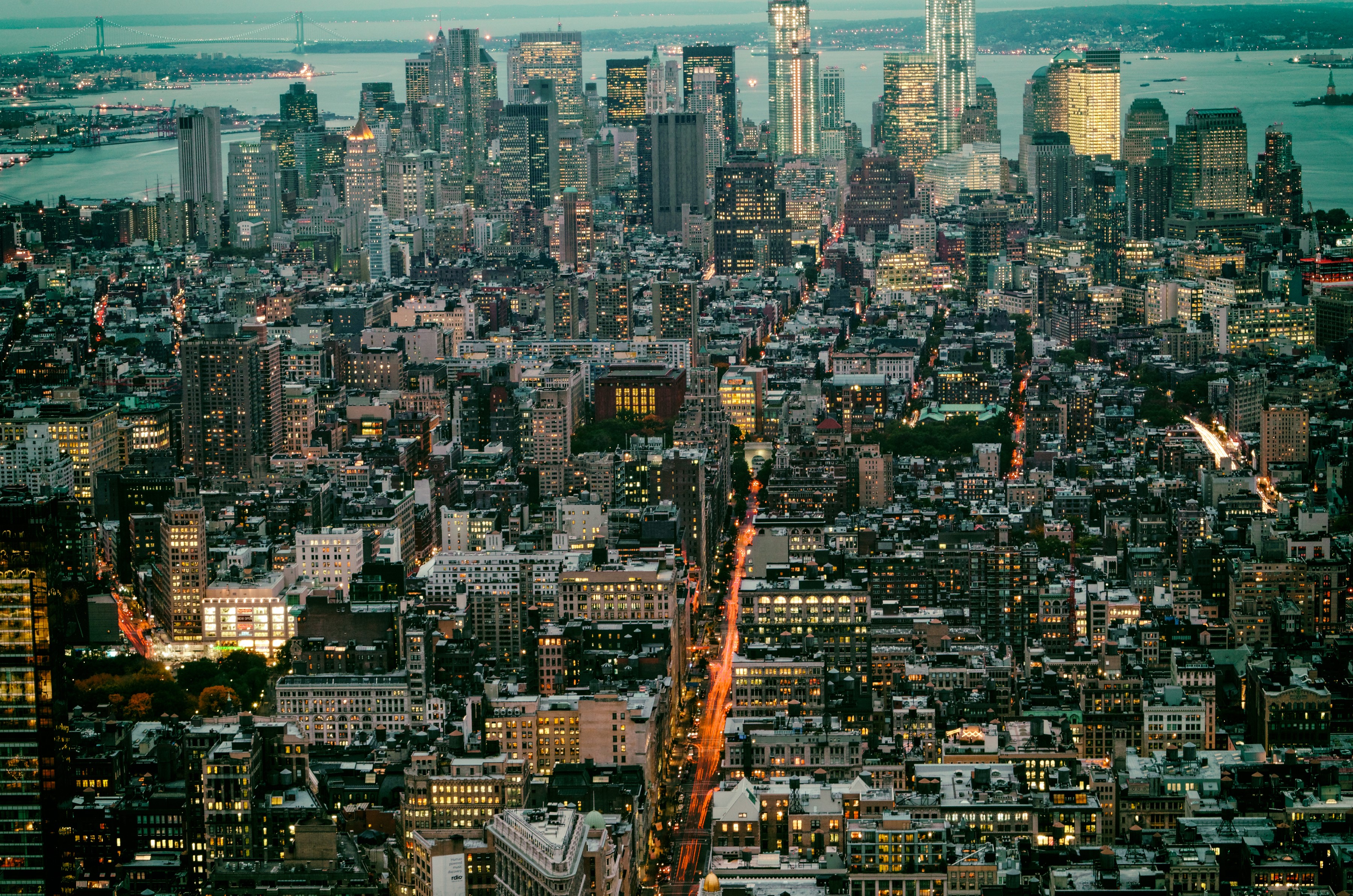 New York City Skyline at Dusk HD Wallpaper