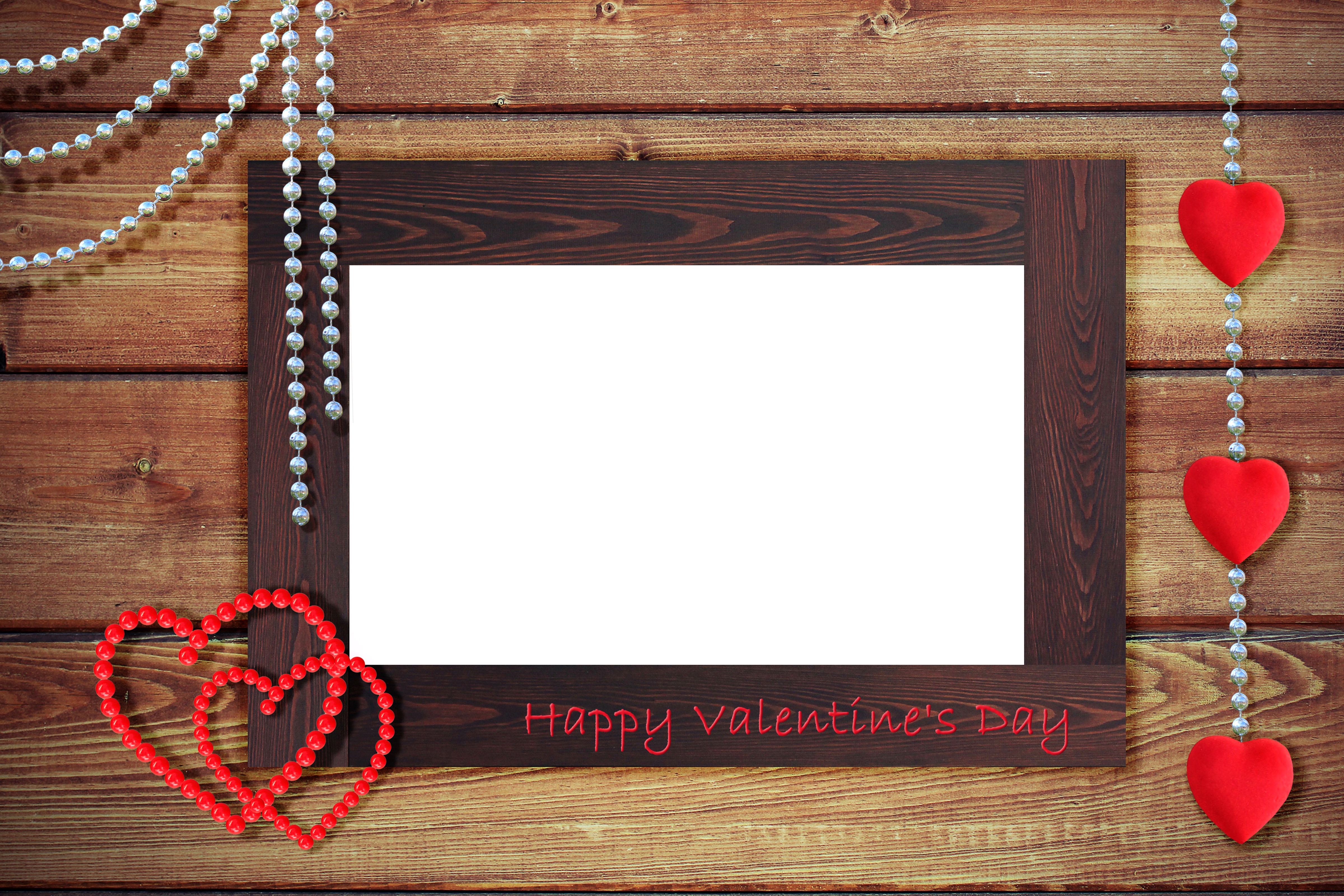Valentine's Day Photo Frame with Hearts HD Wallpaper