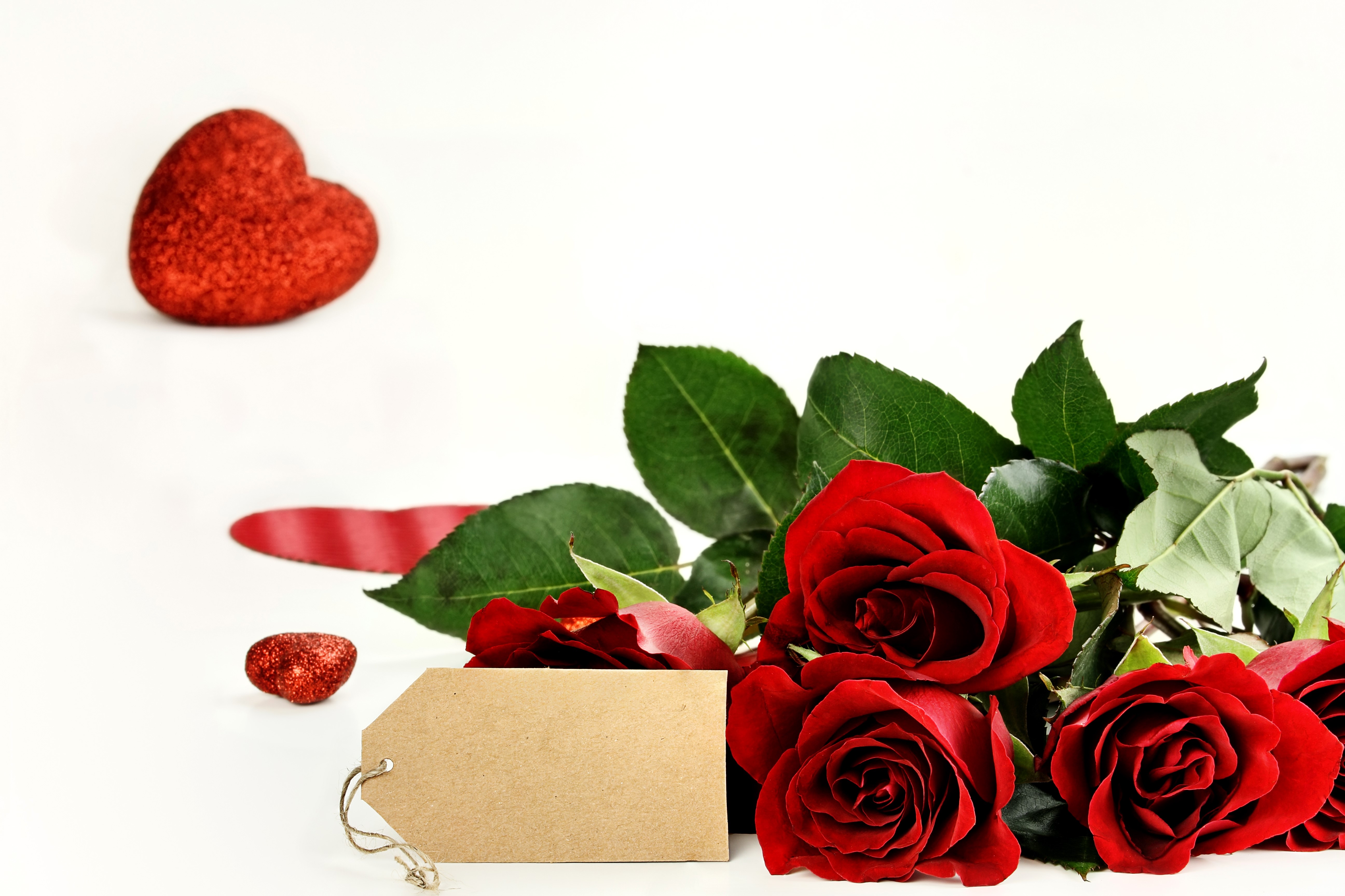 Red Roses and Valentine's Day Heart HD Wallpaper
