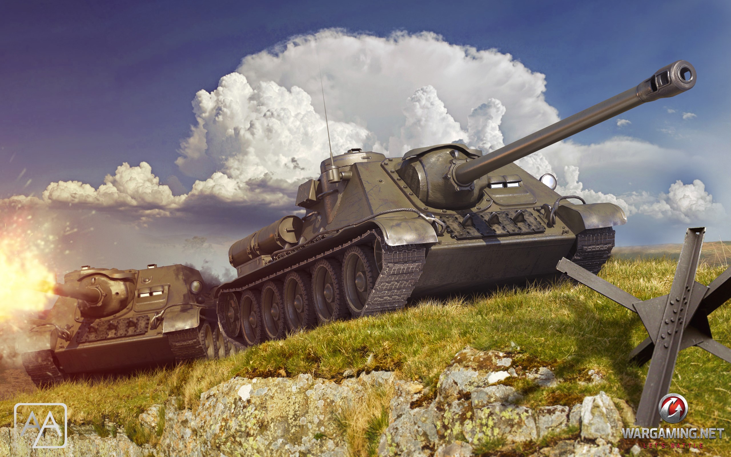 Two SU-85 SPGs in World of Tanks HD Wallpaper