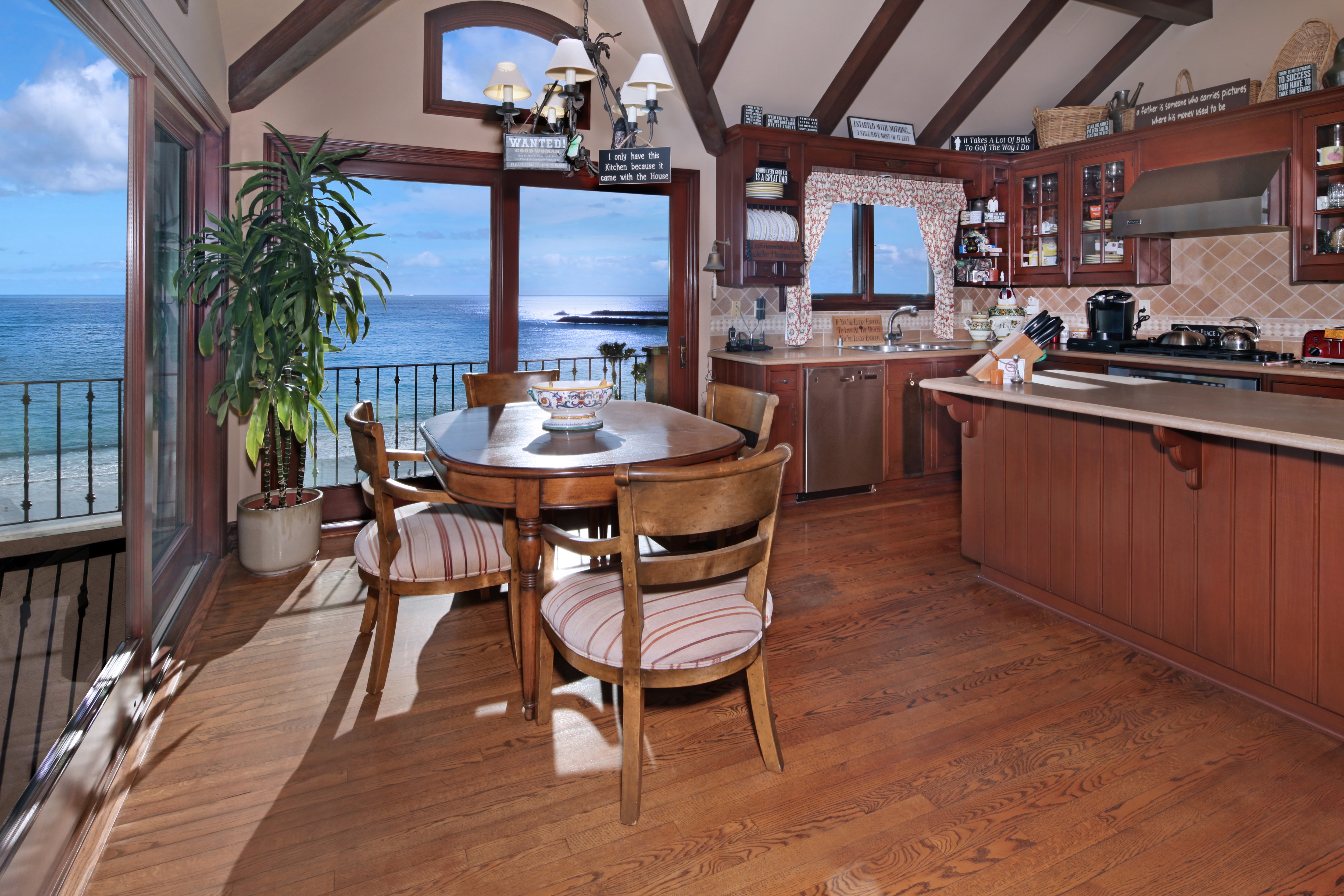 Kitchen with Ocean View HD Wallpaper