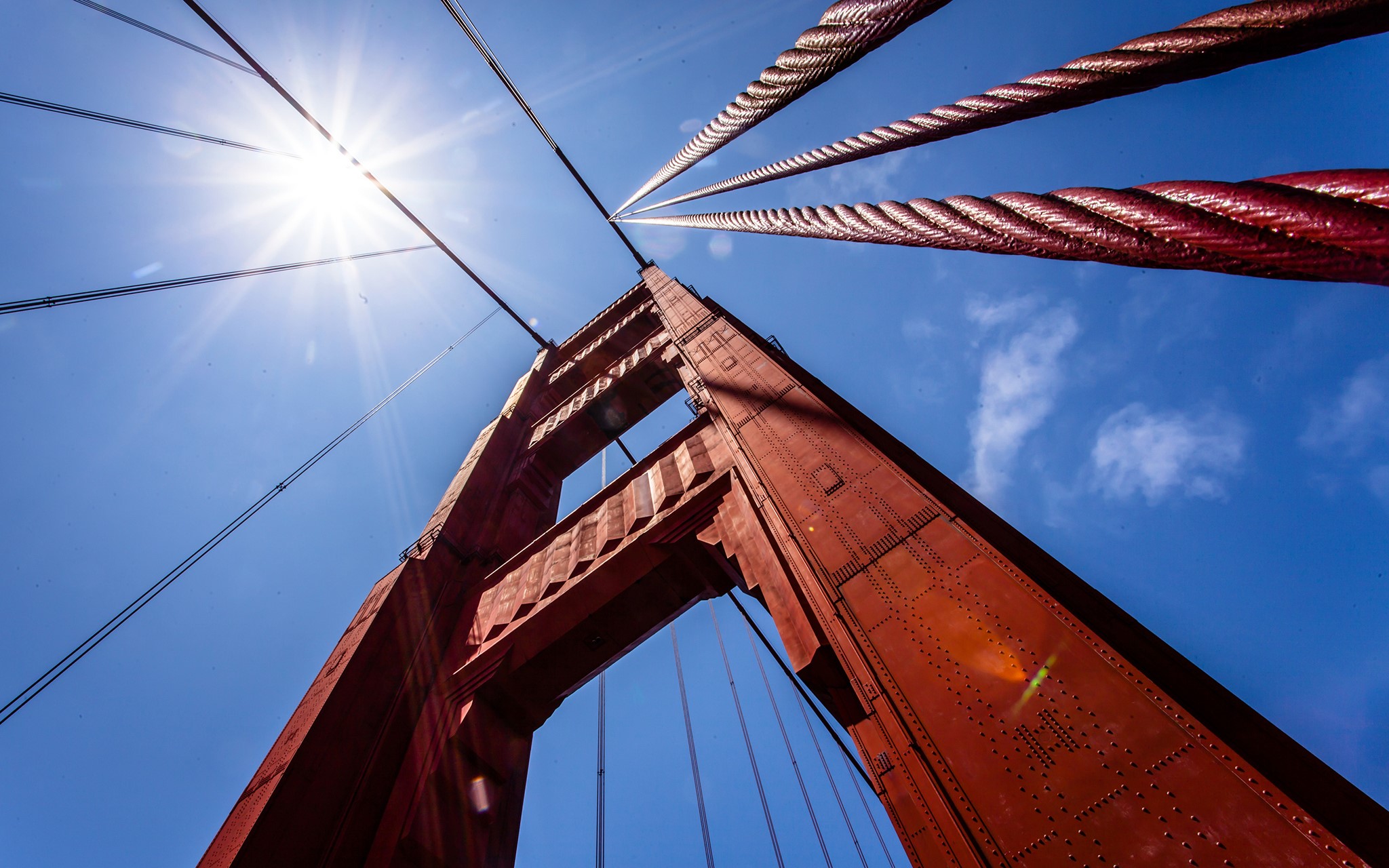 Golden Gate Bridge Tower and Cables HD Wallpaper
