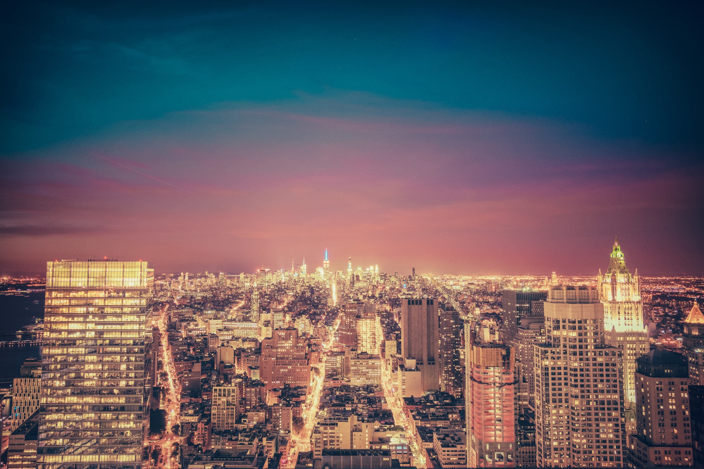 New York City Skyline at Night HD Wallpaper