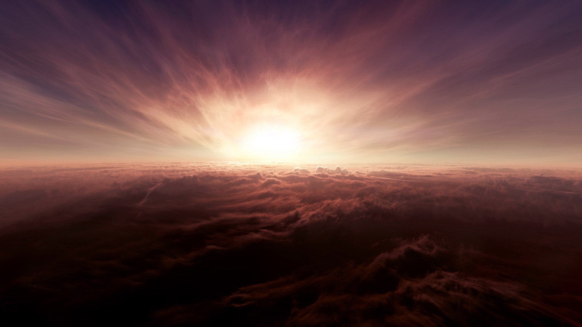 Sunrise over clouds HD Wallpaper