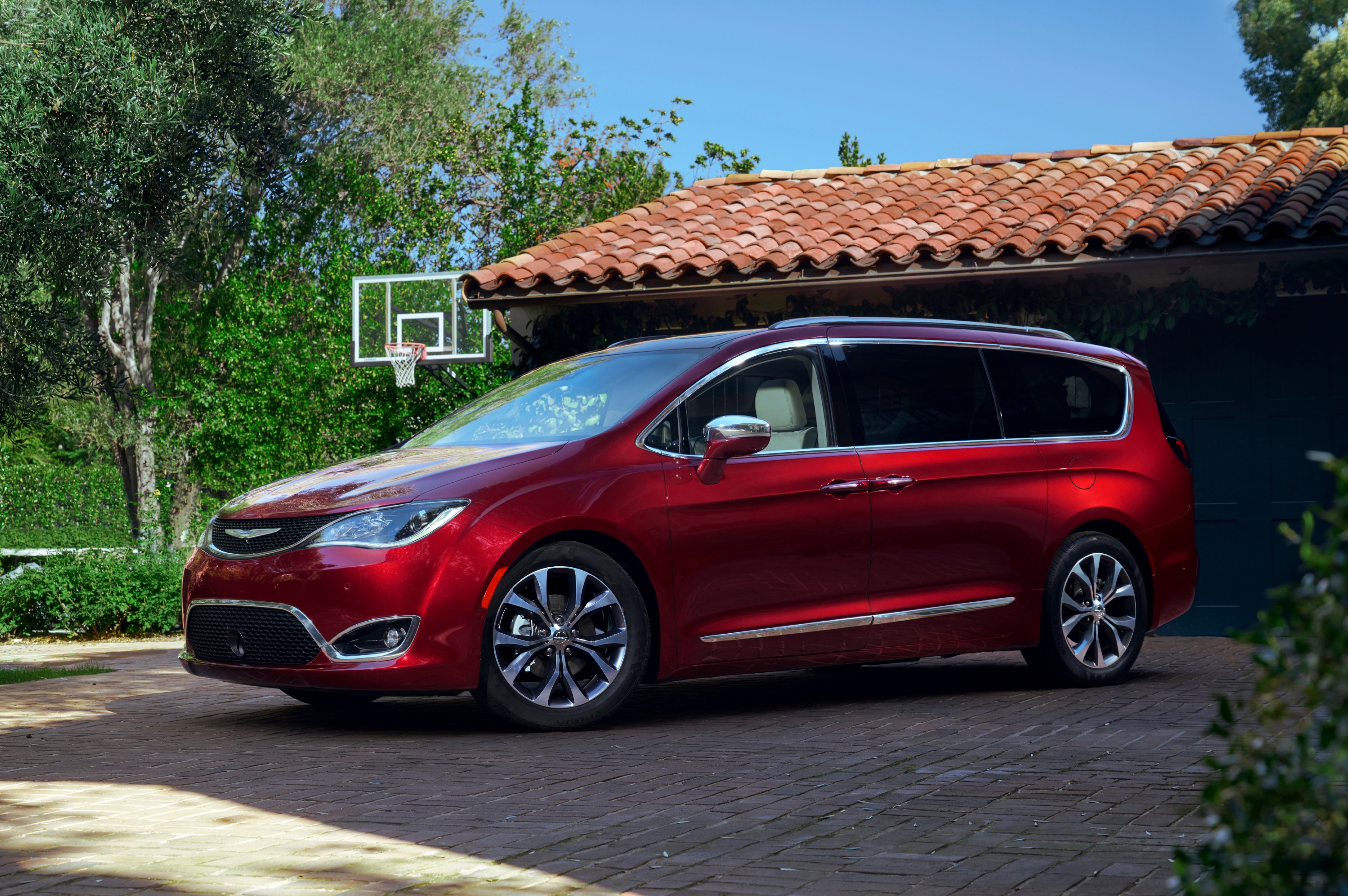 Red Chrysler Pacifica parked in driveway HD Wallpaper