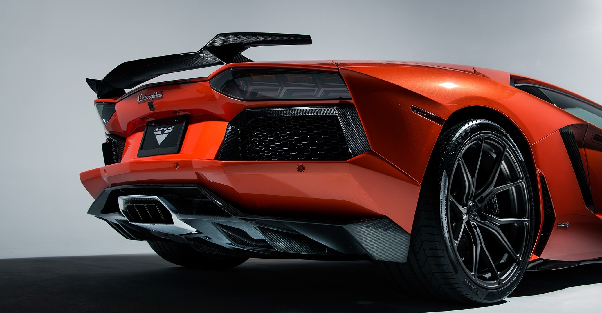 Orange Lamborghini Aventador LP700-4 Rear View HD Wallpaper