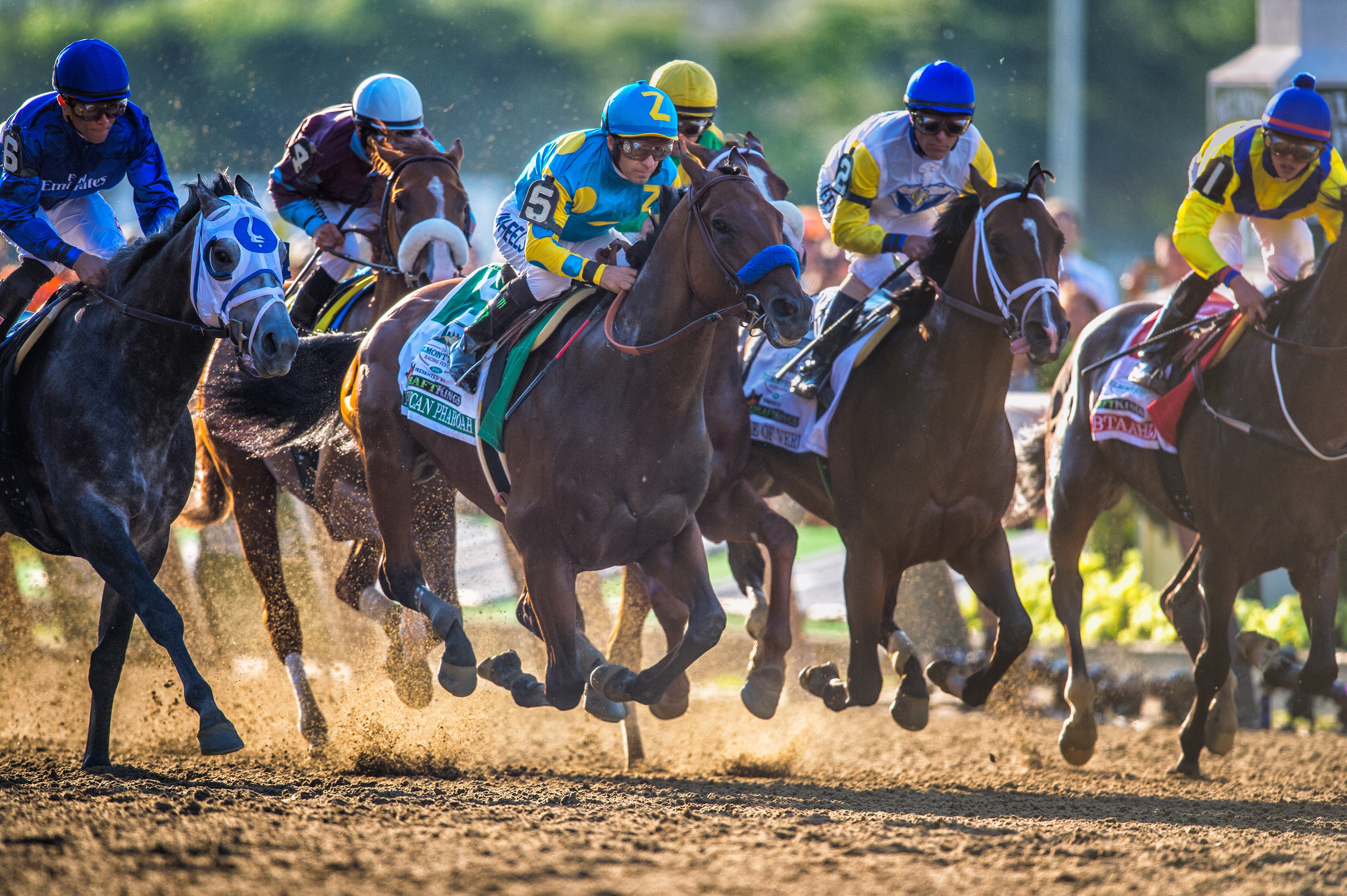 Horse race with jockeys HD Wallpaper