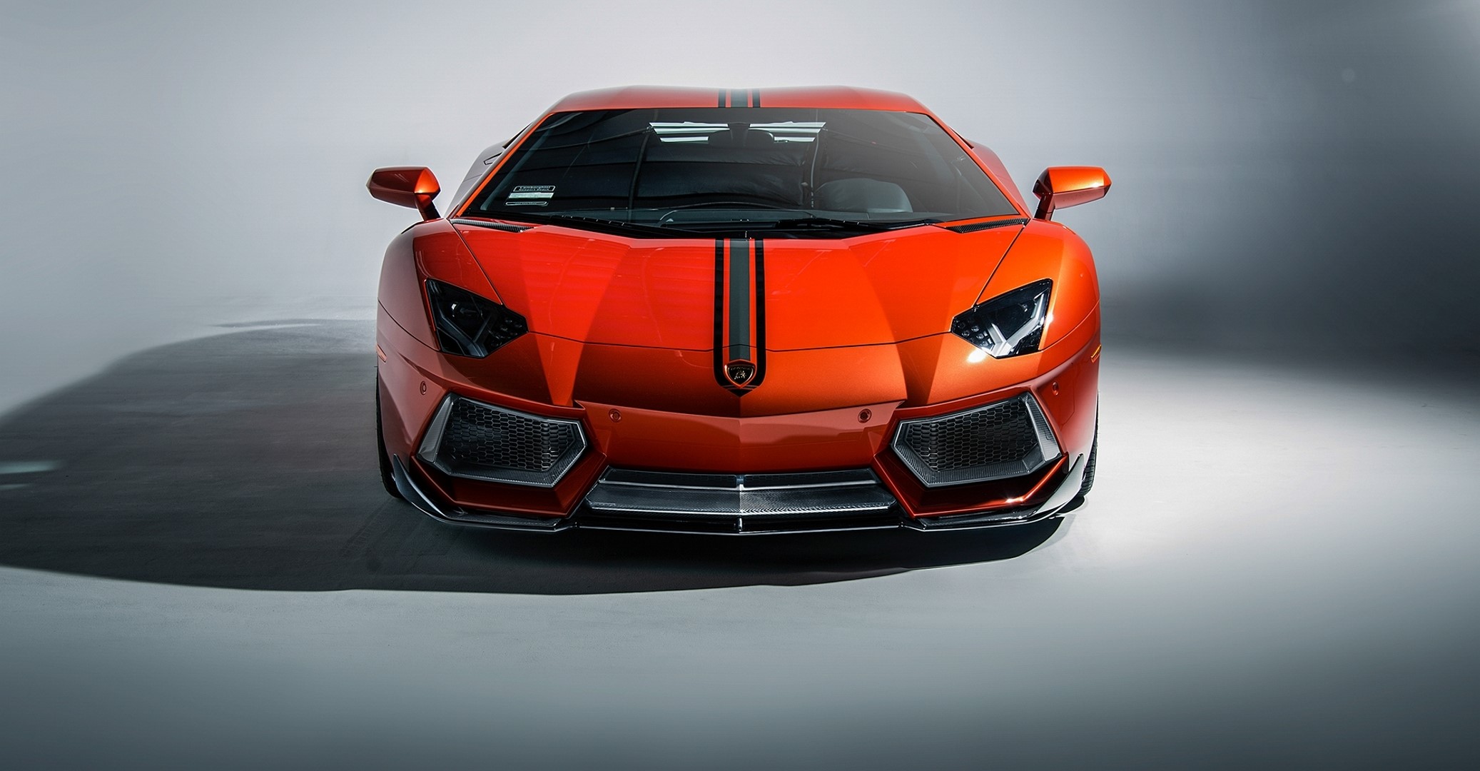 Orange Lamborghini Aventador LP-700-4 Front View HD Wallpaper