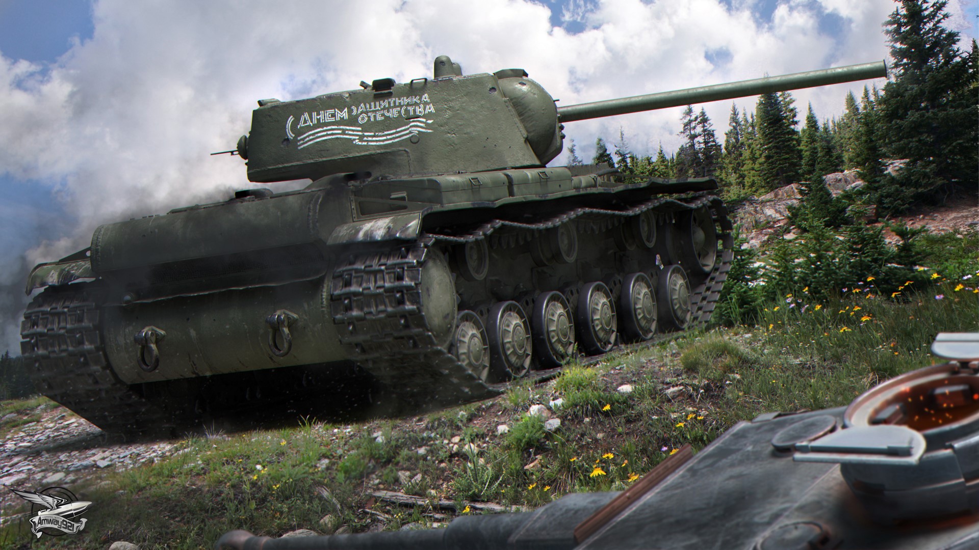KV-1 Tank in a Forest Landscape HD Wallpaper
