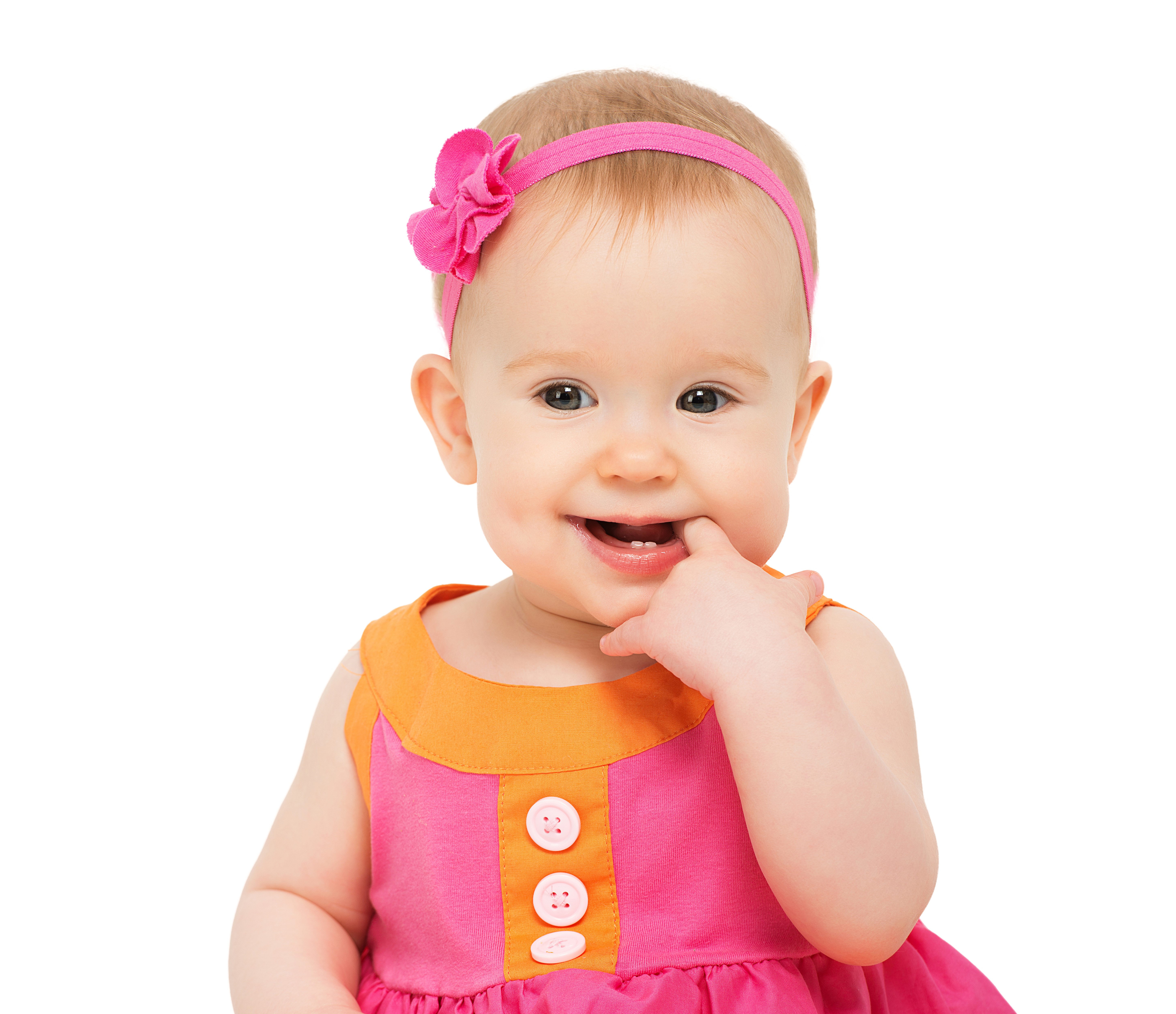 Baby girl with pink headband and dress HD Wallpaper