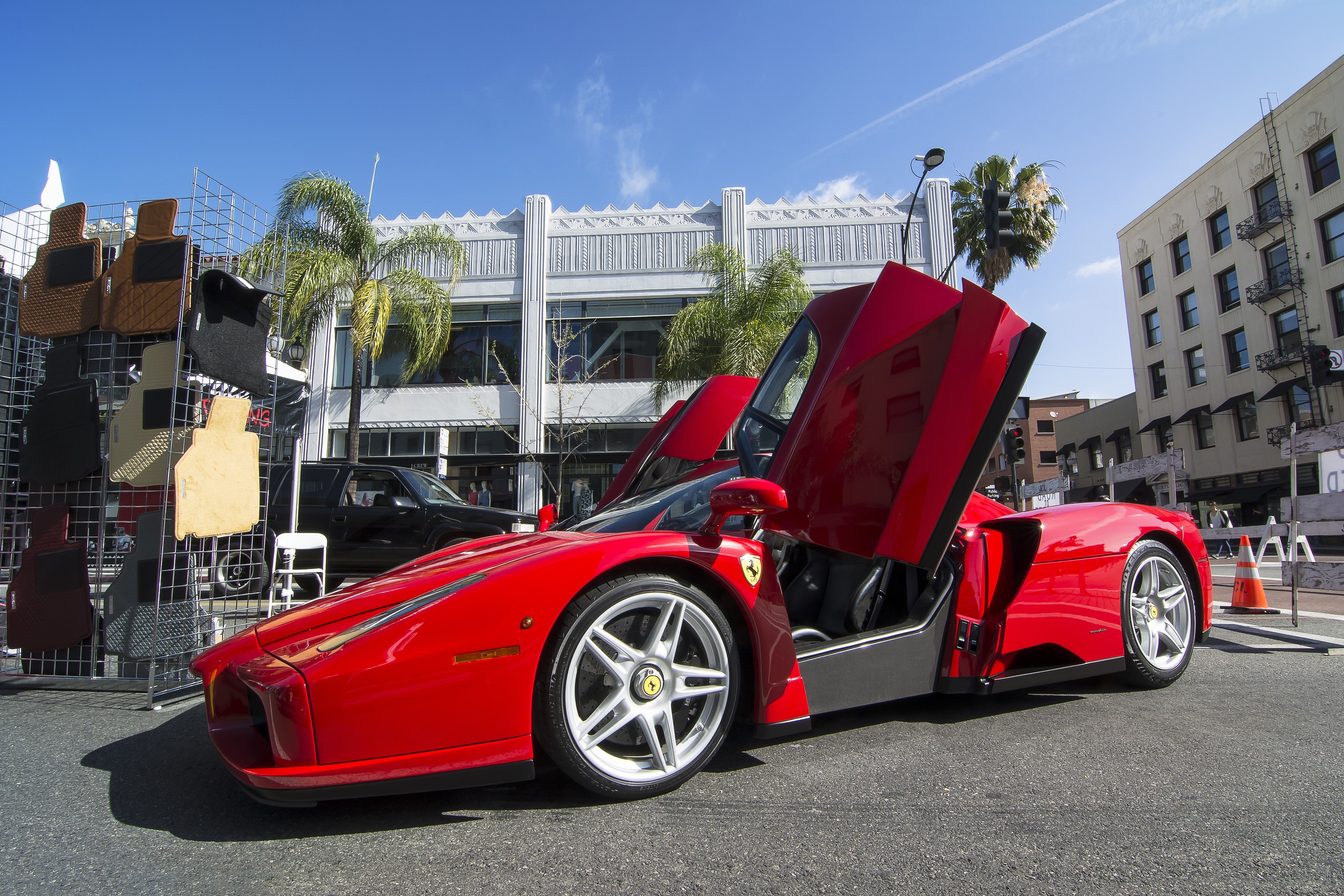 Red Ferrari Enzo with Doors Open HD Wallpaper