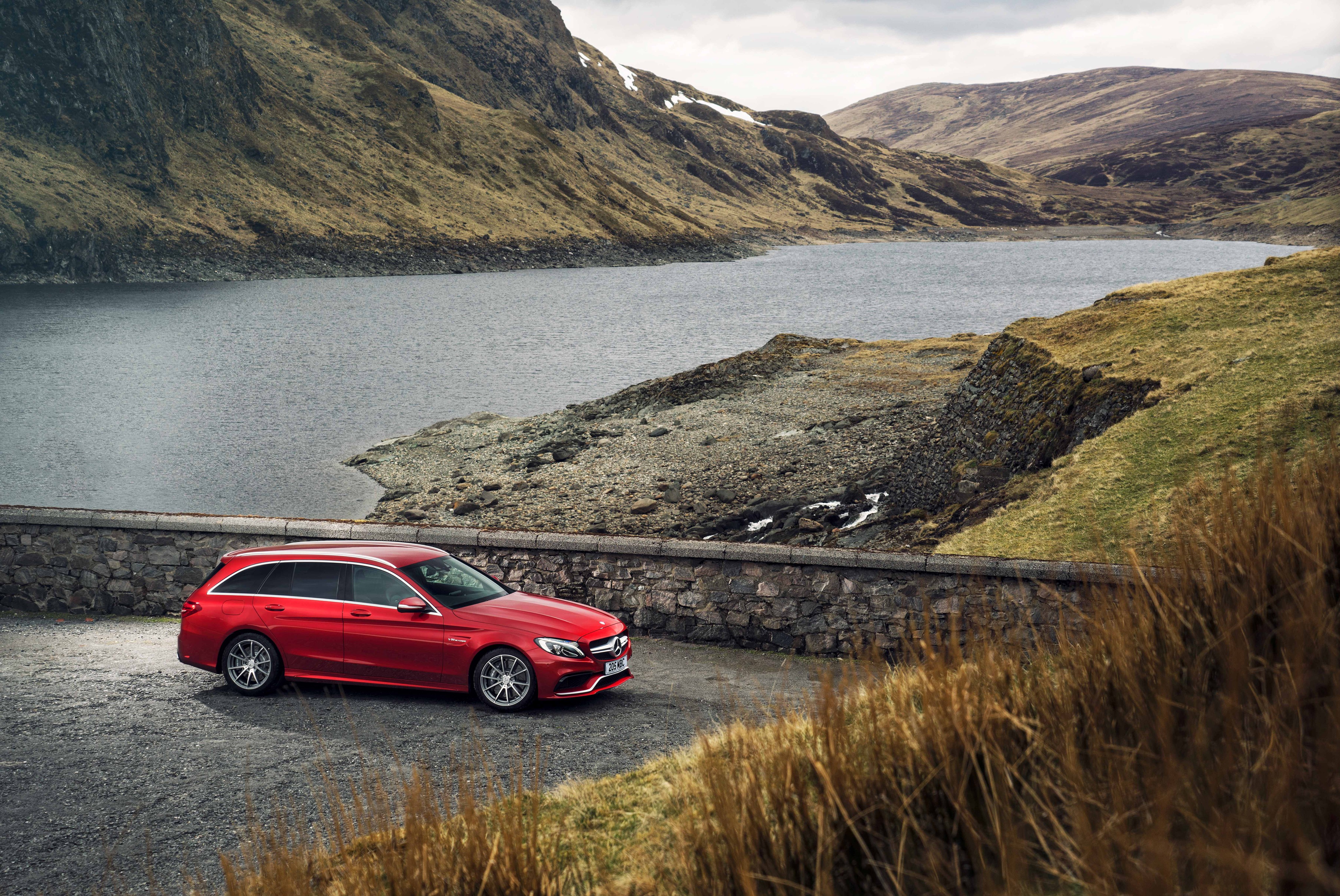 4K 2015 Mercedes-Benz AMG C 63 Estate S205 Mountains HD Wallpaper
