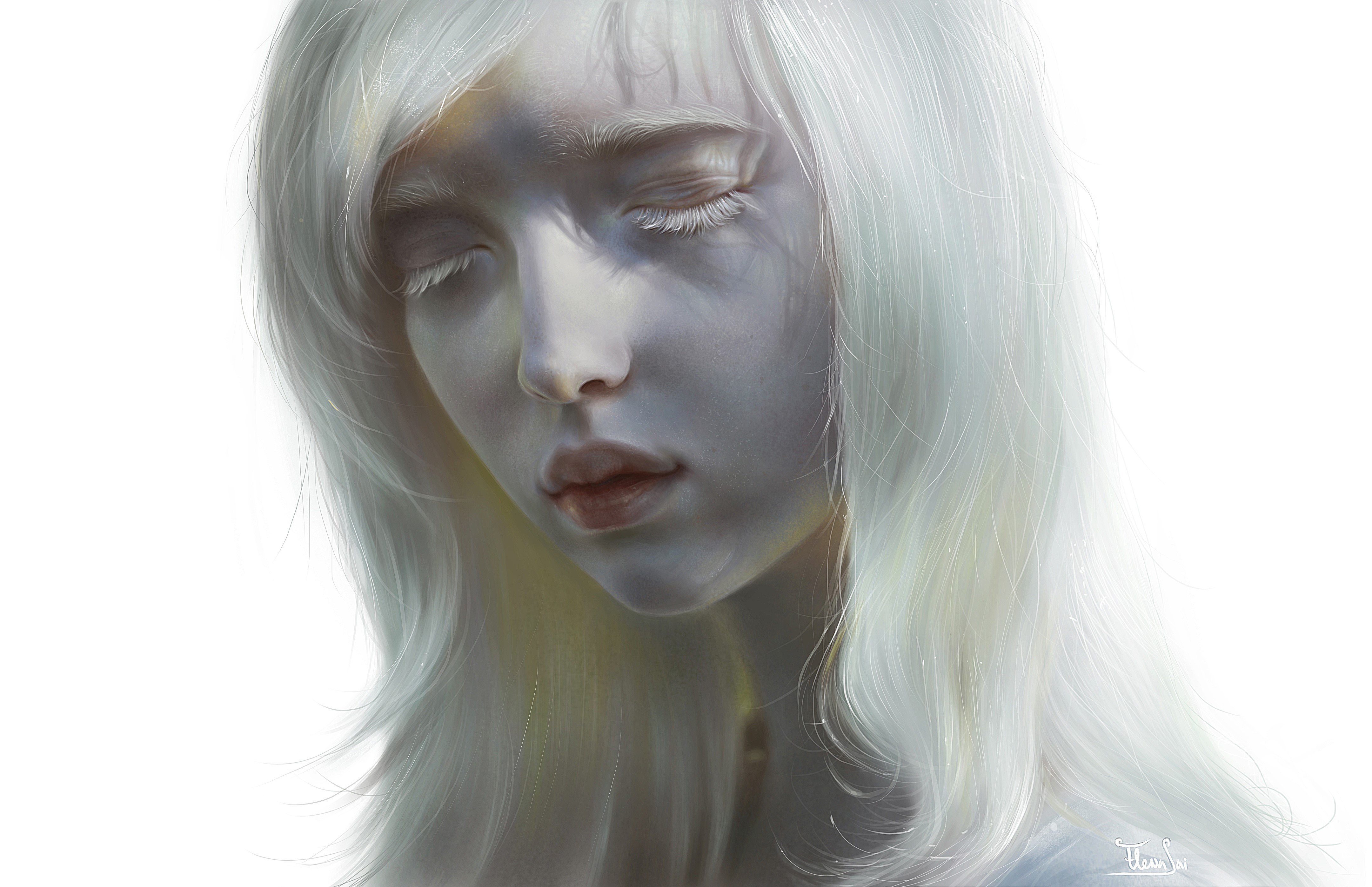 Painting Art of a Blonde Girl's Face HD Wallpaper