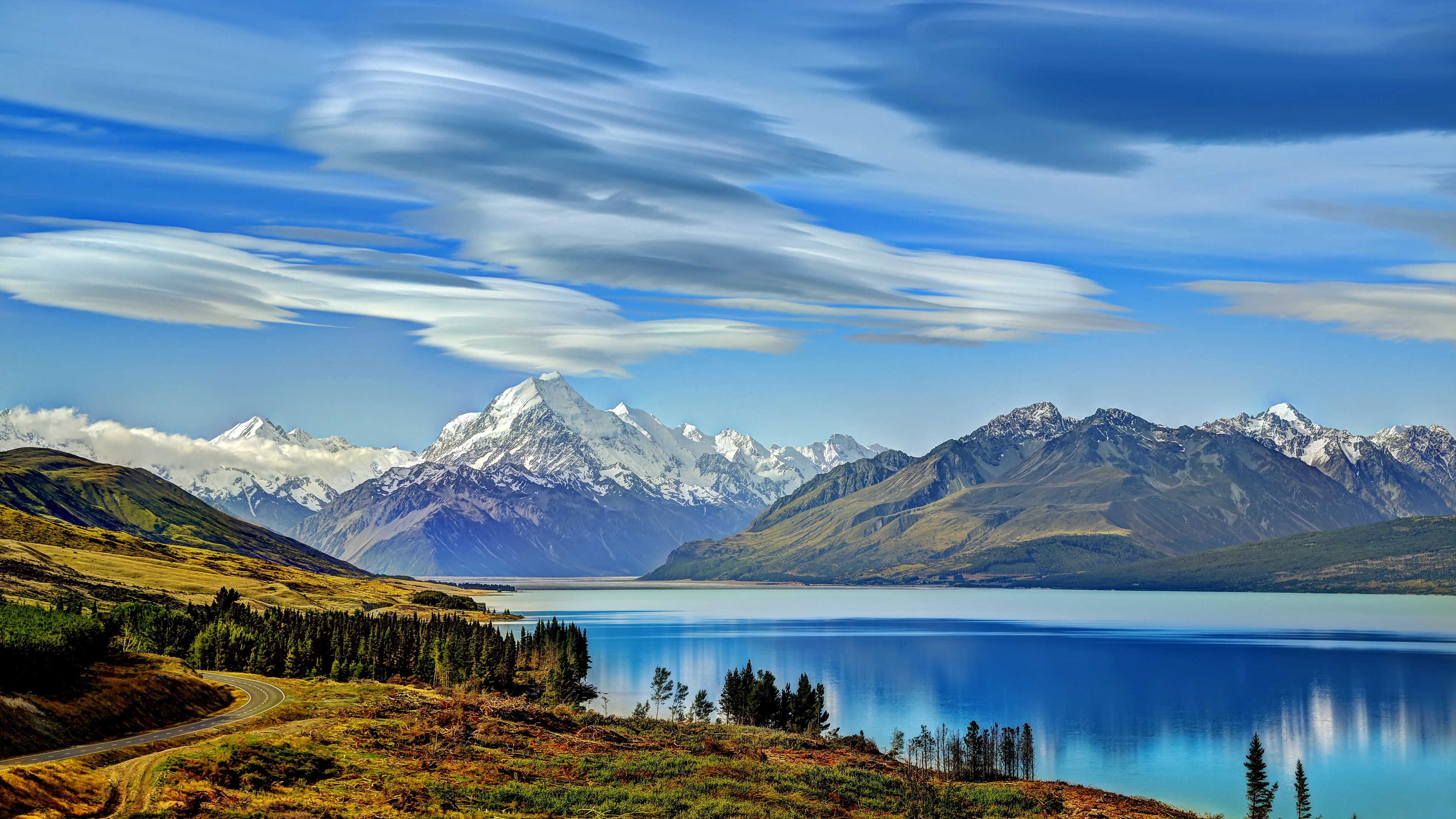 4K Pukaki Lake and Mountains Scenery, New Zealand HD Wallpaper
