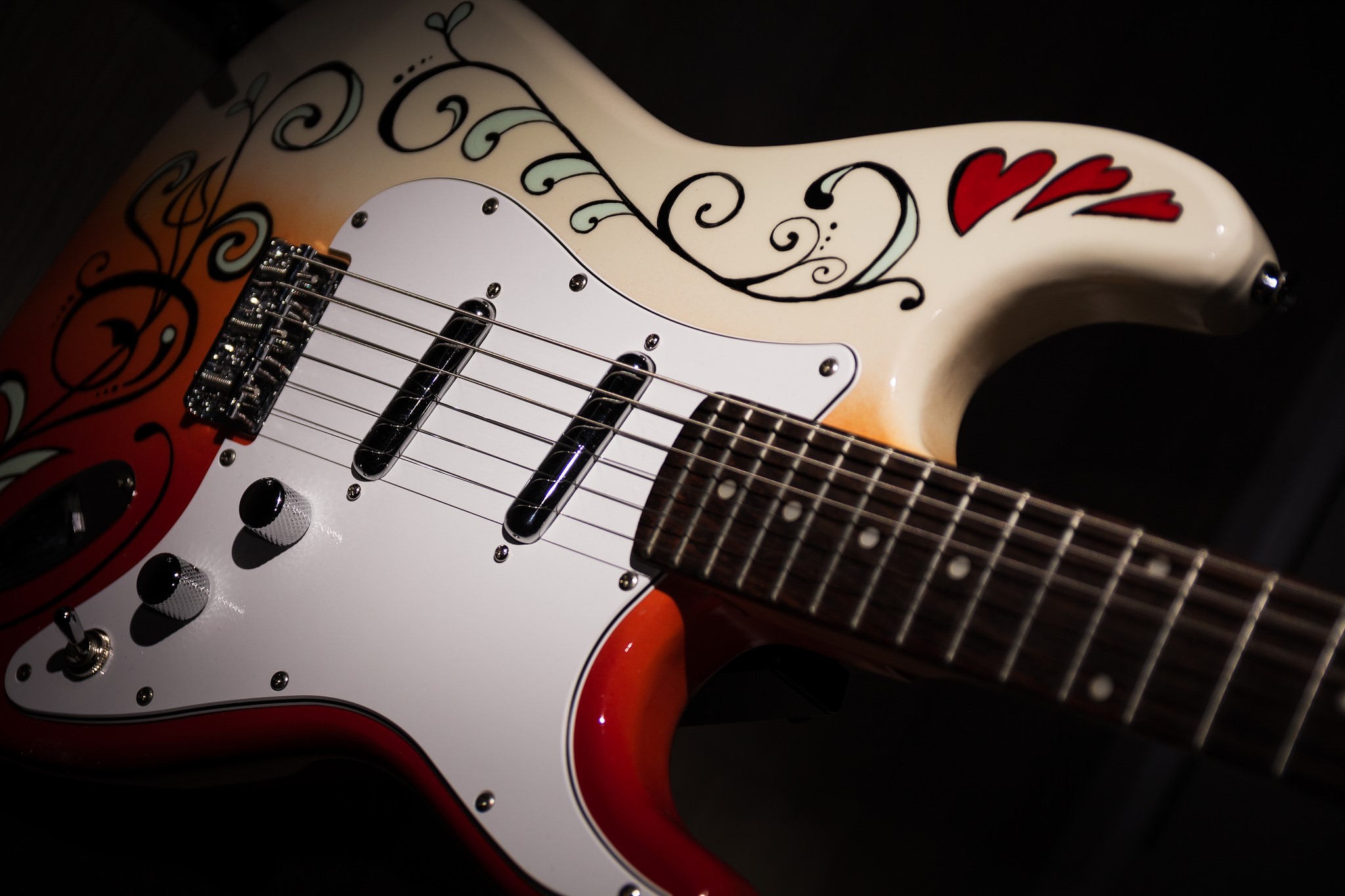 Electric guitar with custom artwork HD Wallpaper