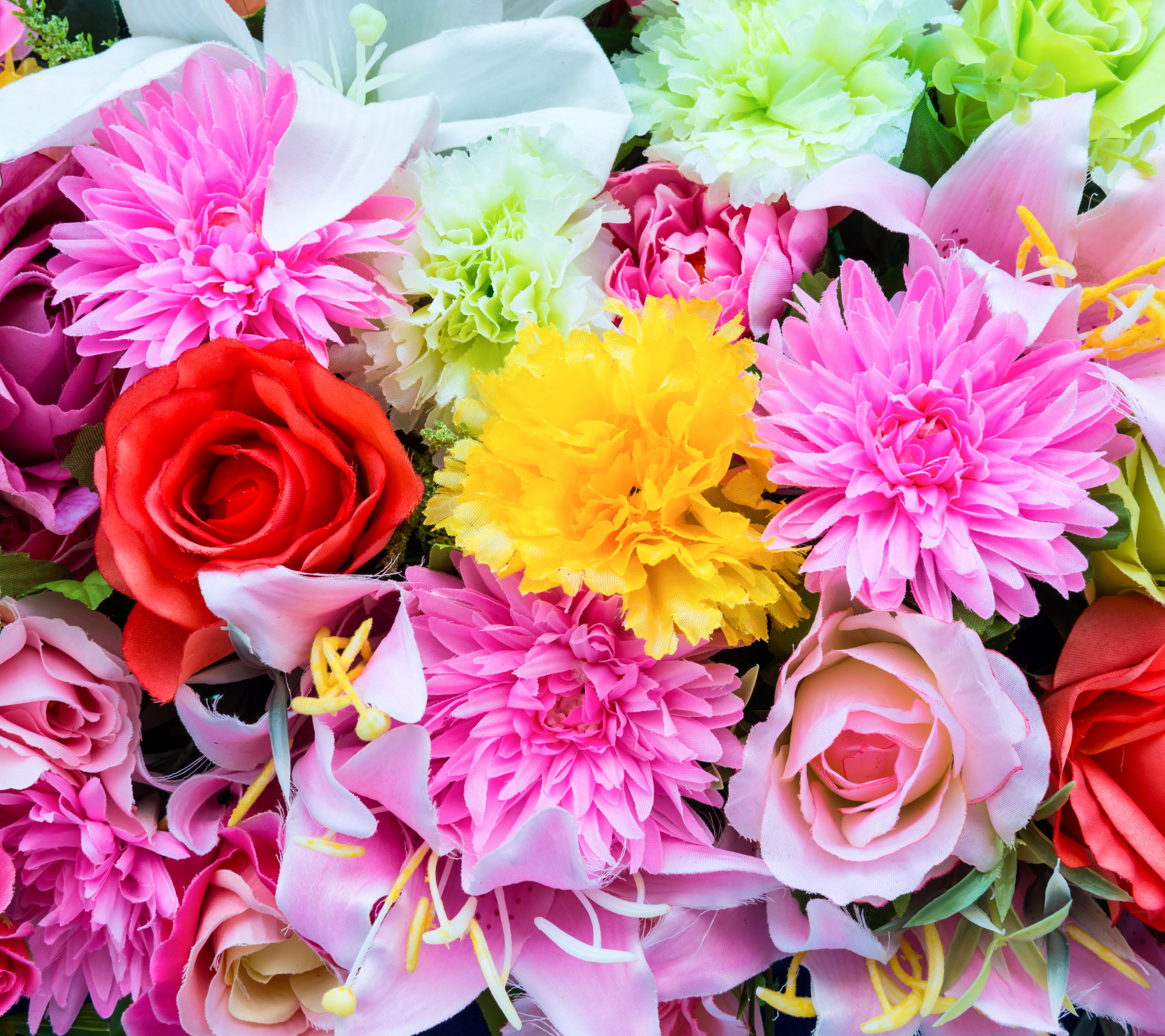Close-up of a colorful bouquet of artificial flowers HD Wallpaper