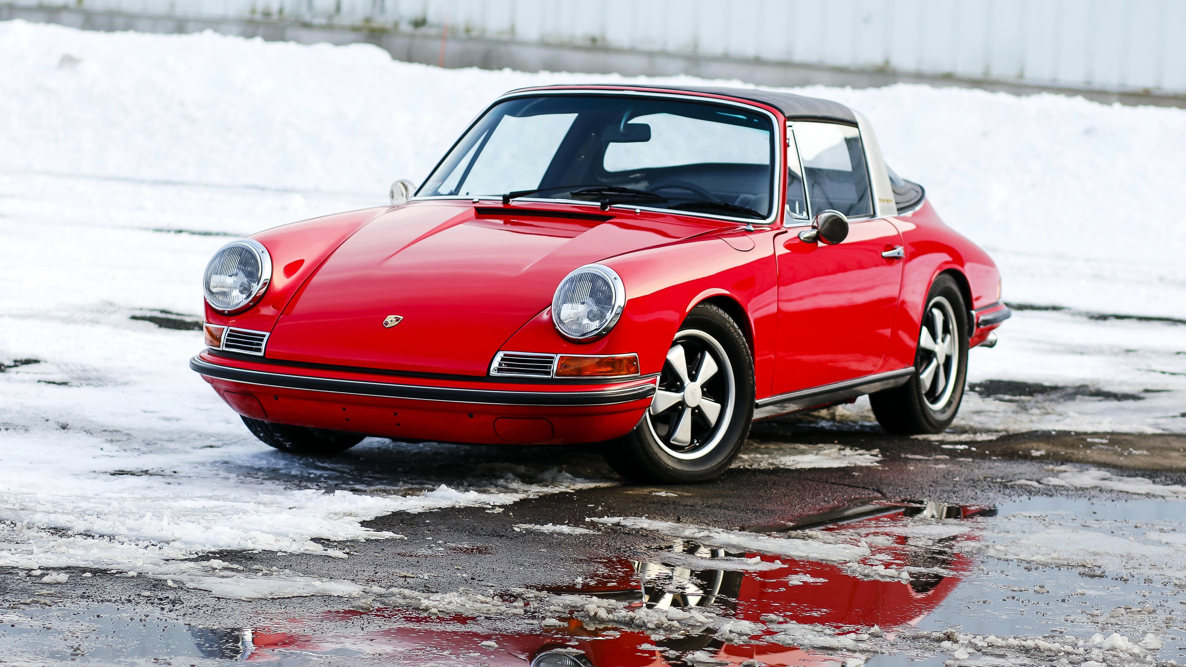 4K Red 1969 Porsche 911 Targa HD Wallpaper