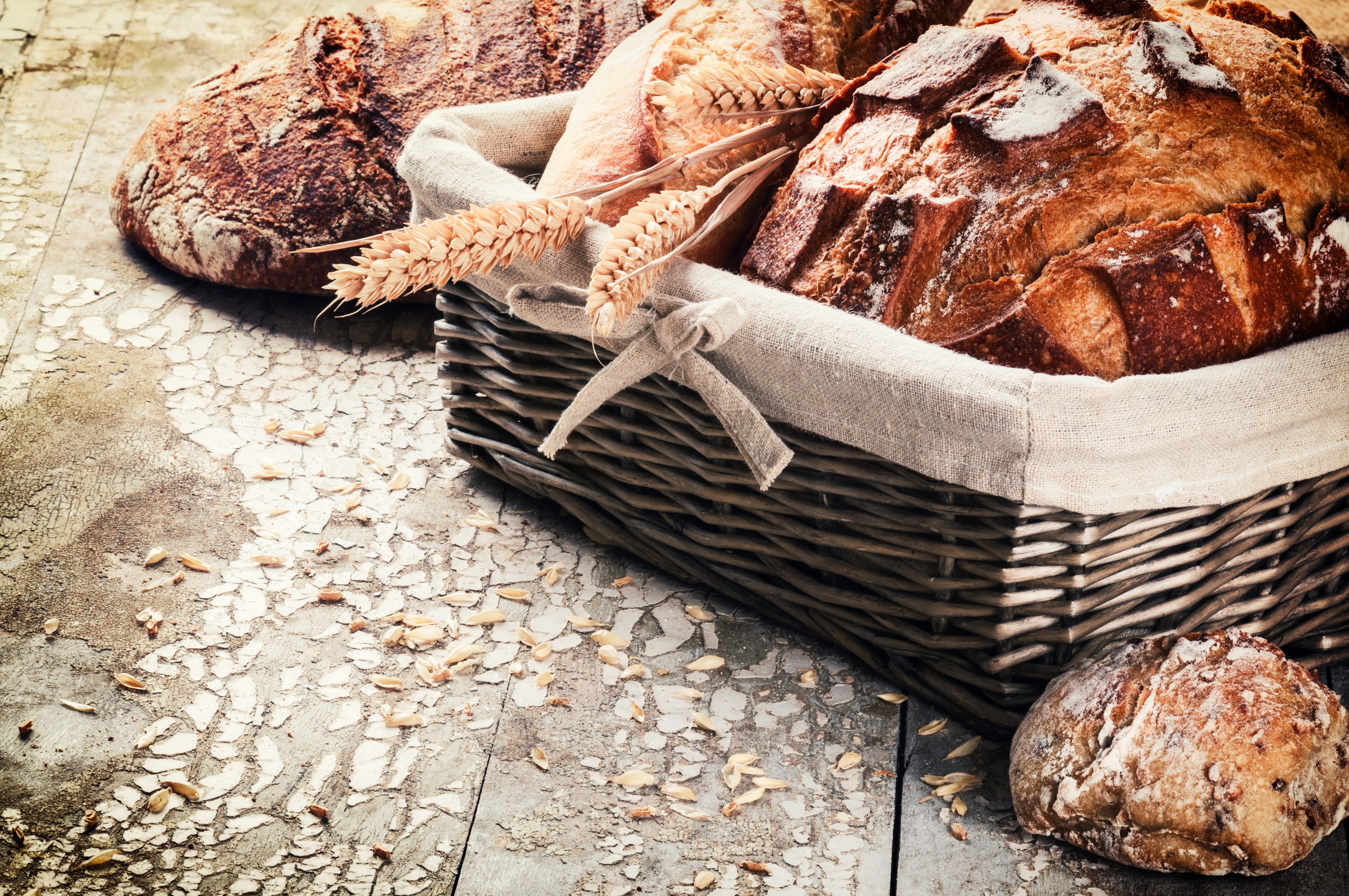 Bread and Buns in a Basket HD Wallpaper