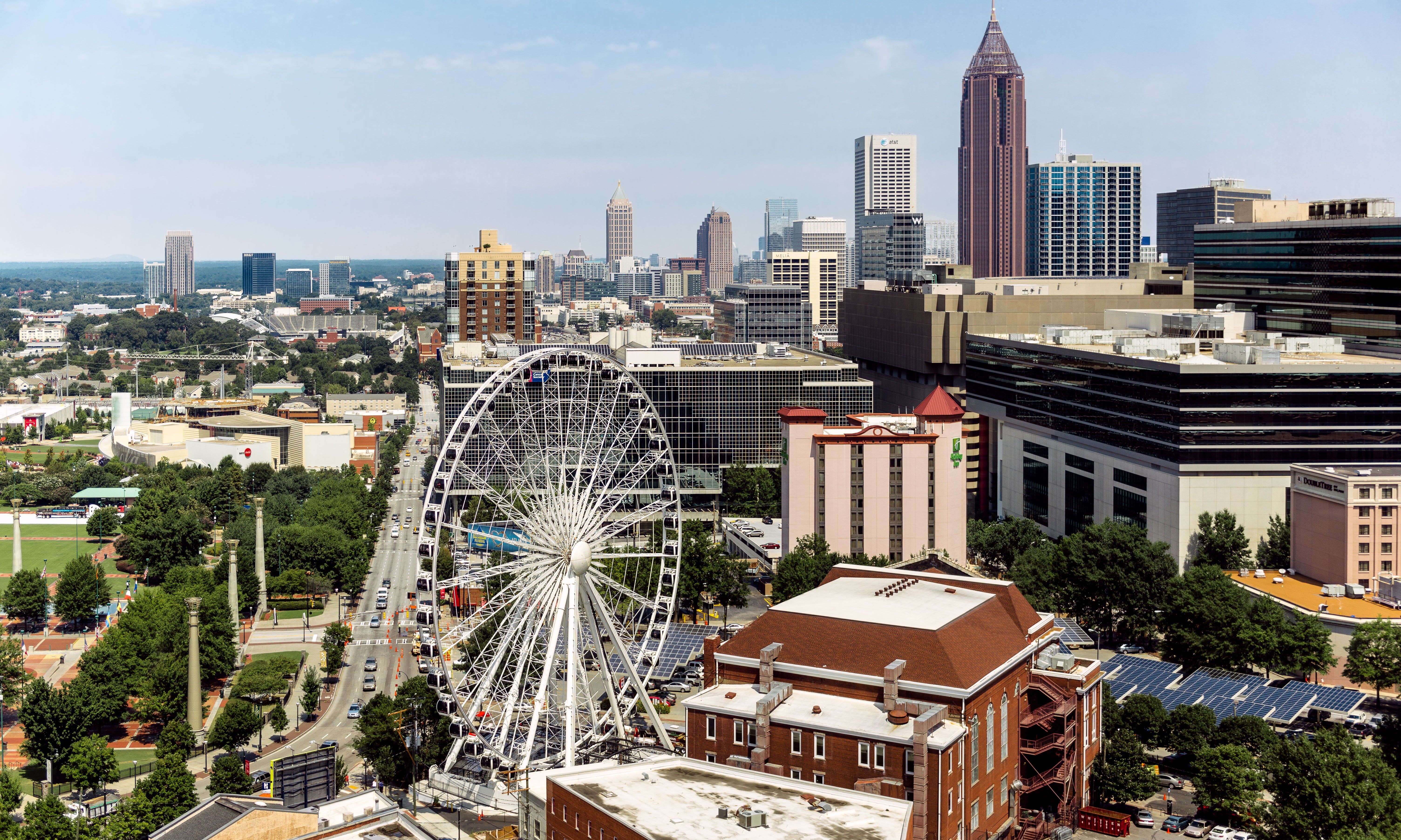 Atlanta, Georgia Ferris Wheel and Skyline HD Wallpaper