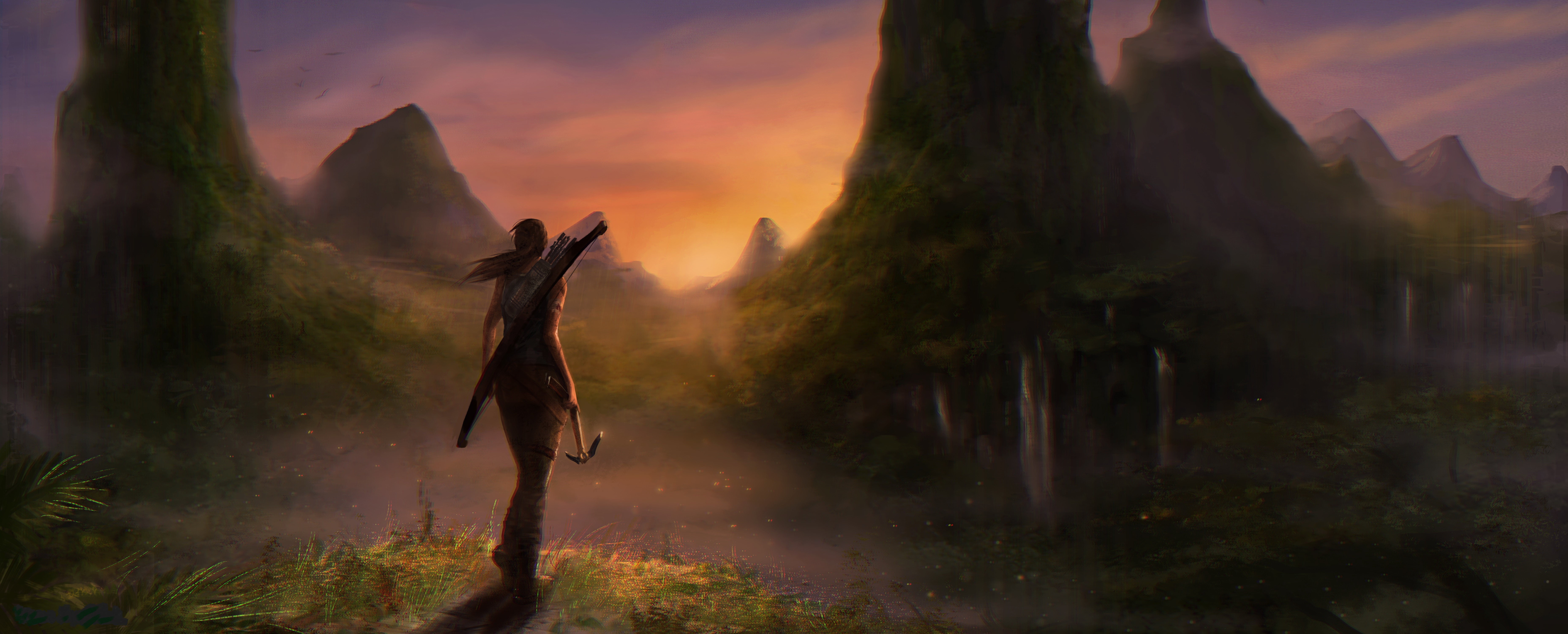 Lara Croft from Tomb Raider 2013 in mountains HD Wallpaper