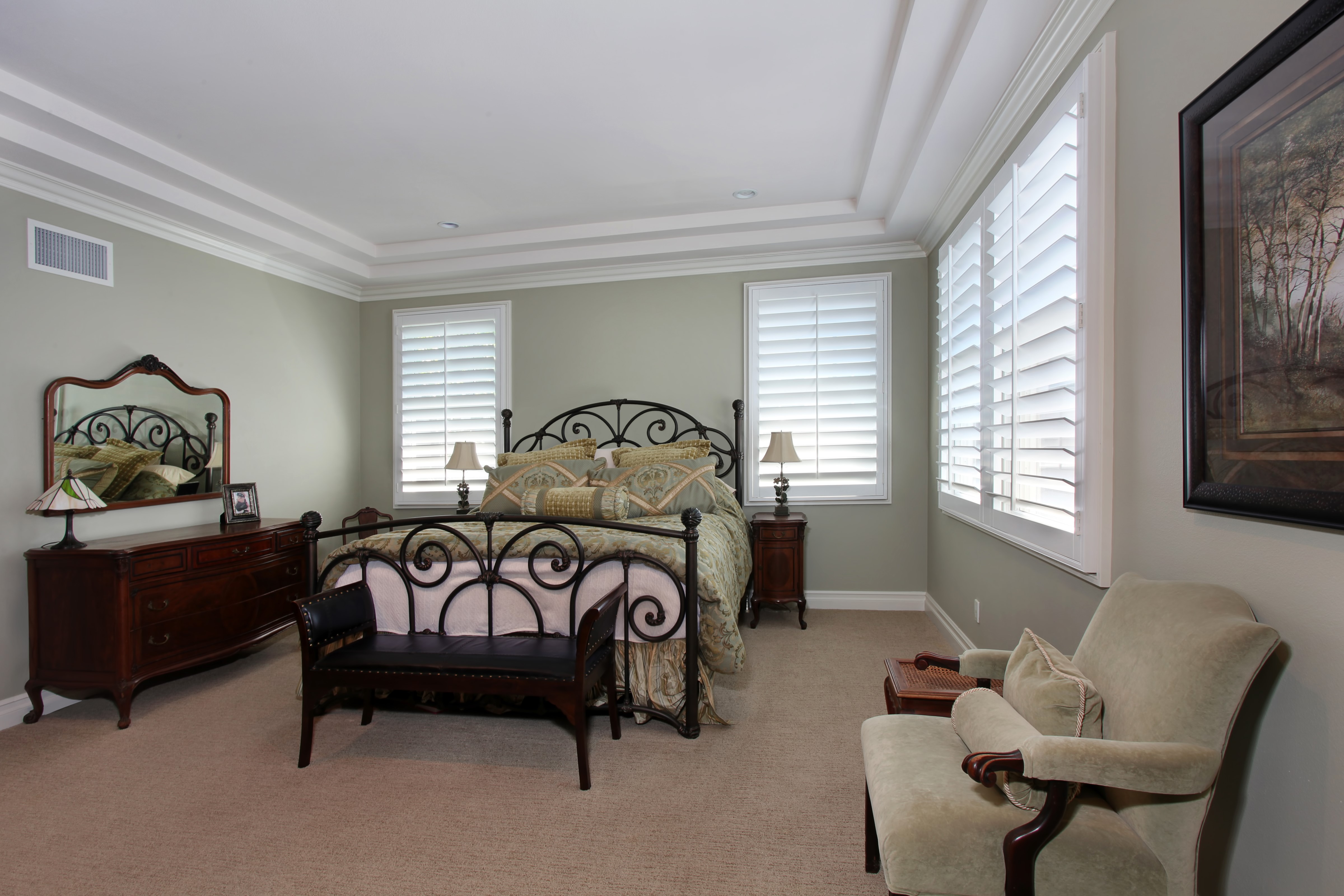Bedroom Interior Design with Bed and Armchair HD Wallpaper