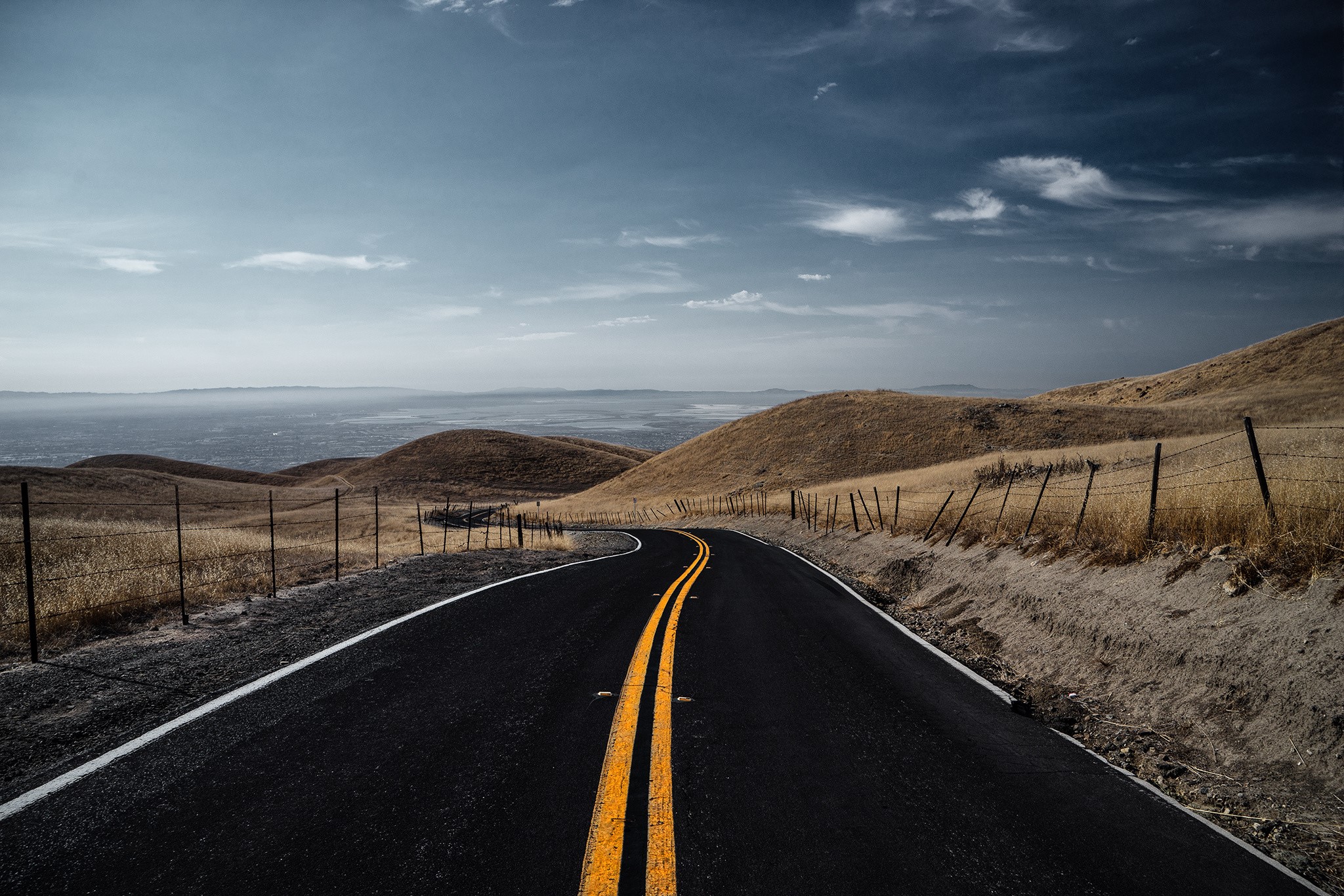 Winding Road Through Dry Hills HD Wallpaper