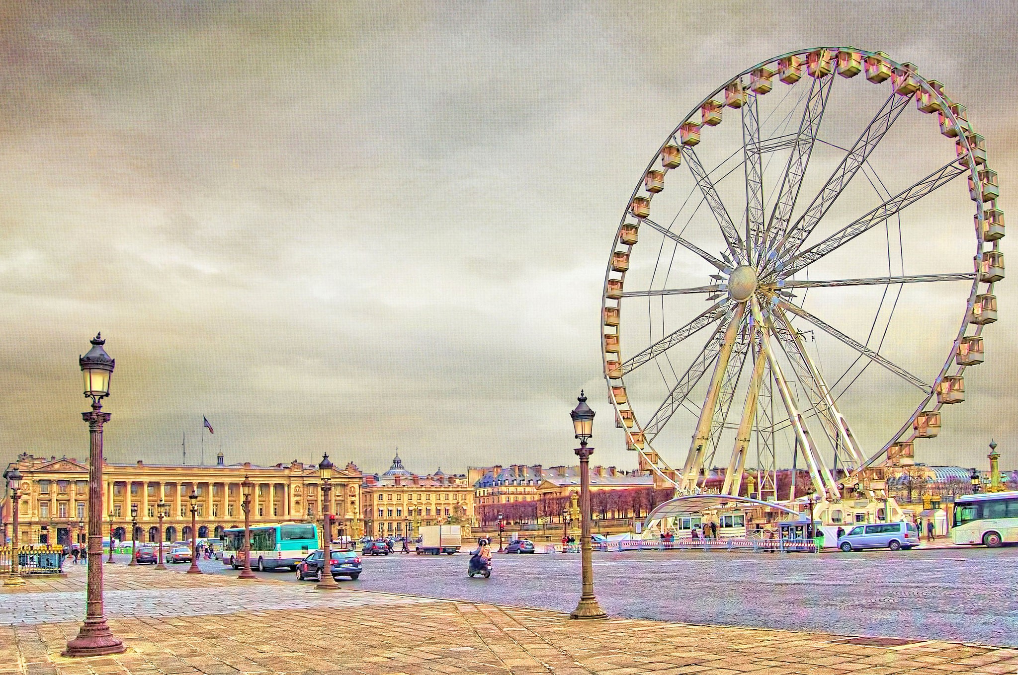 Ferris wheel and buildings in Paris, France HD Wallpaper