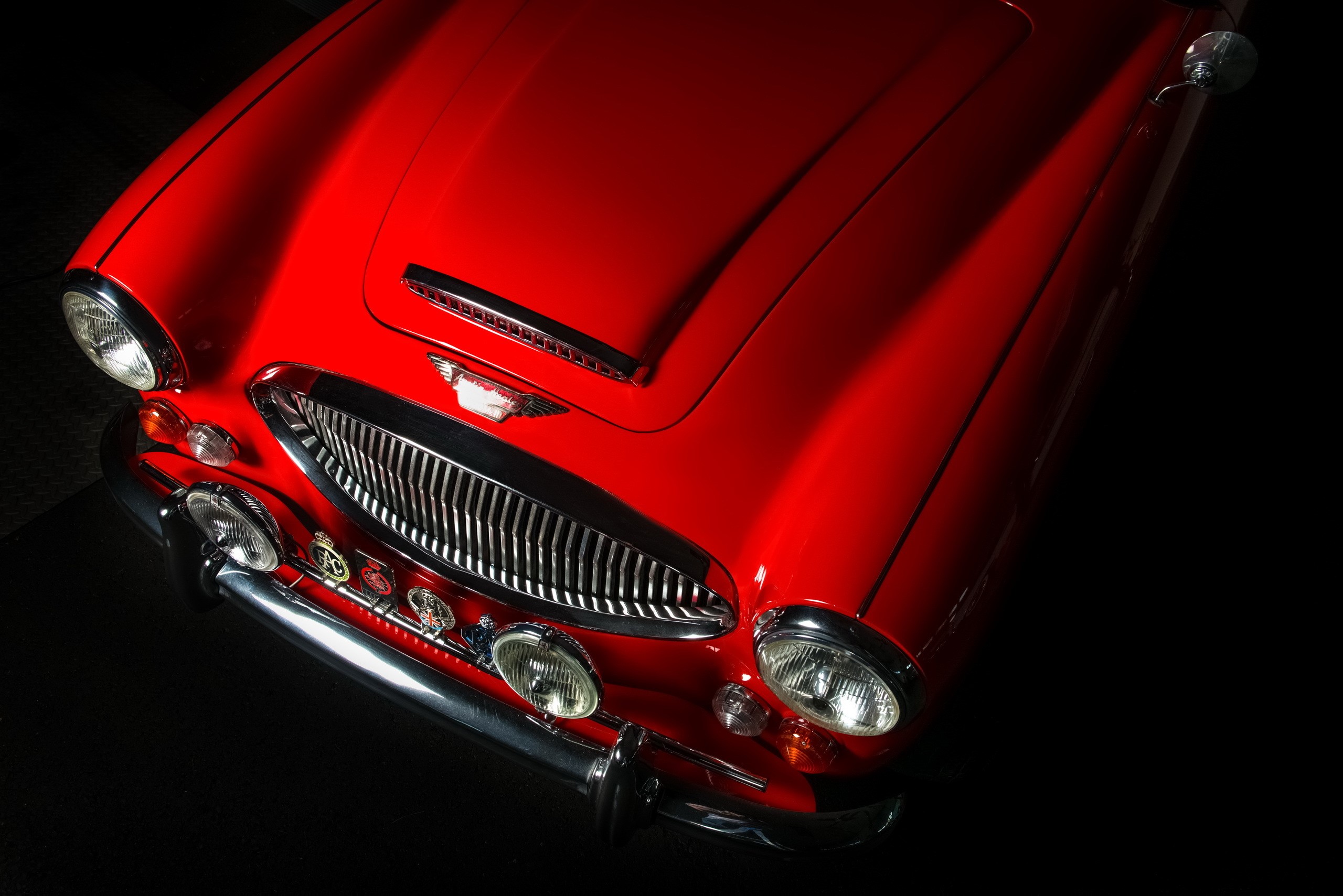 Red 1964 Austin Healey car front HD Wallpaper