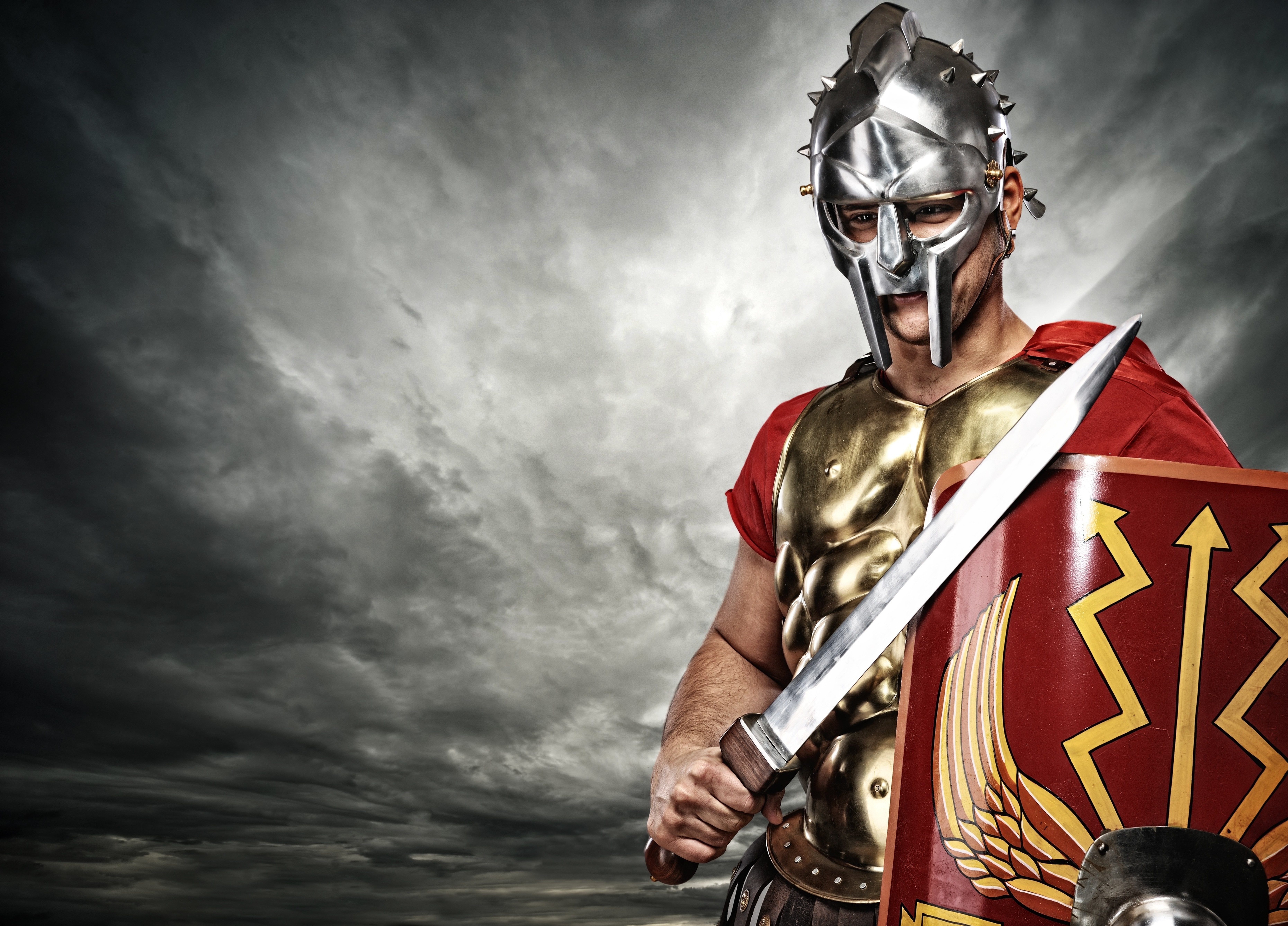 Roman warrior with sword and shield HD Wallpaper